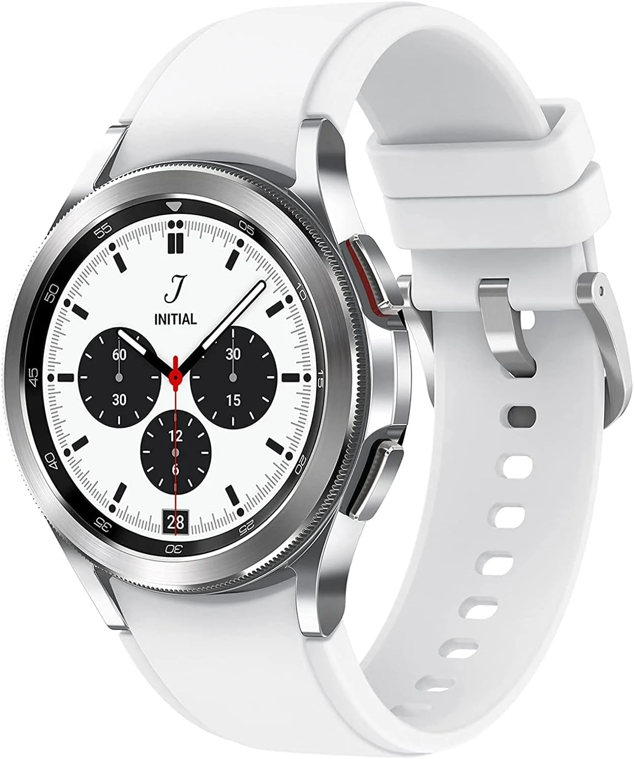 ساعت هوشمند سامسونگ Galaxy Watch 4 Classic 42mm با قابلیت ردیابی نوار قلب (ECG) برای سلامتی، تناسب اندام، دویدن، چرخه خواب، تشخیص سقوط GPS، بلوتوث، نسخه ایالات متحده، نقره ای