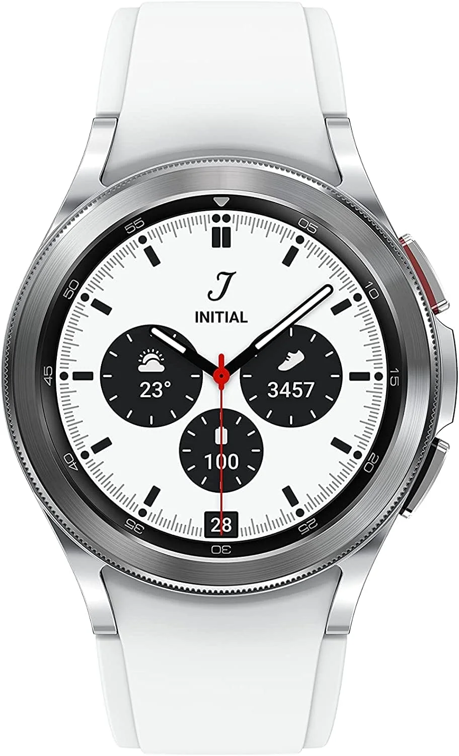 ساعت هوشمند سامسونگ Galaxy Watch 4 Classic 42mm با قابلیت ردیابی نوار قلب (ECG) برای سلامتی، تناسب اندام، دویدن، چرخه خواب، تشخیص سقوط GPS، بلوتوث، نسخه ایالات متحده، نقره ای