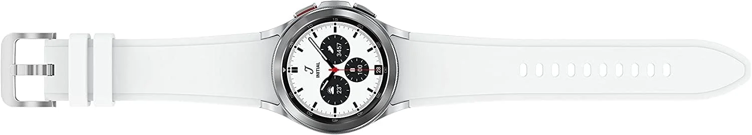ساعت هوشمند سامسونگ Galaxy Watch 4 Classic 42mm با قابلیت ردیابی نوار قلب (ECG) برای سلامتی، تناسب اندام، دویدن، چرخه خواب، تشخیص سقوط GPS، بلوتوث، نسخه ایالات متحده، نقره ای