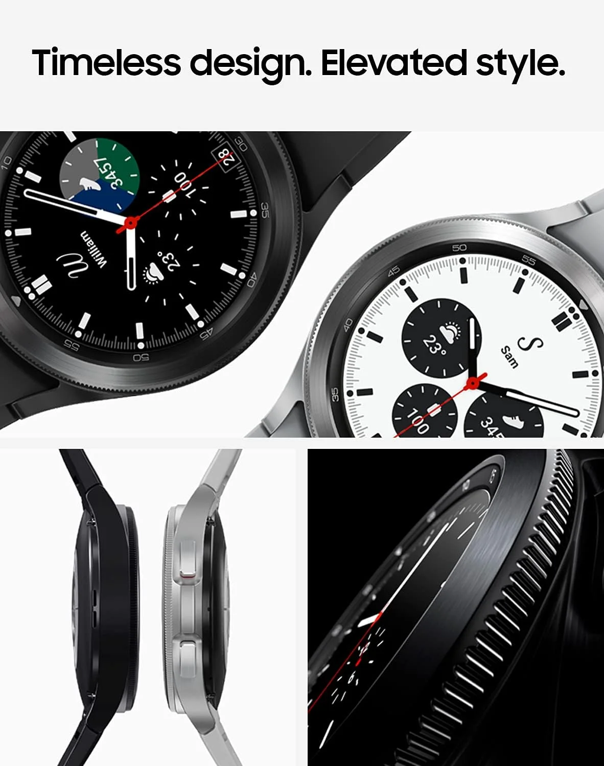 ساعت هوشمند سامسونگ Galaxy Watch 4 Classic 42mm با قابلیت ردیابی نوار قلب (ECG) برای سلامتی، تناسب اندام، دویدن، چرخه خواب، تشخیص سقوط GPS، بلوتوث، نسخه ایالات متحده، نقره ای