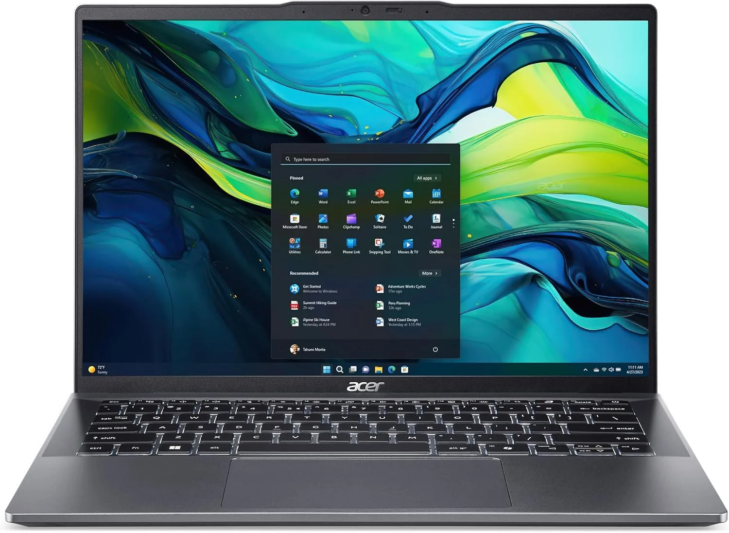 لپ تاپ Acer Swift Go 14 | صفحه نمایش لمسی 14 اینچی 1920x1200 | باز کردن قفل تجربه های هوش مصنوعی | پردازنده هشت هسته ای AMD Ryzen 7 8845HS با قابلیت Ryzen AI | 16 گیگابایت LPDDR5X | 1 ترابایت PCIe Gen 4 SSD | SFG14-63T-R1F4