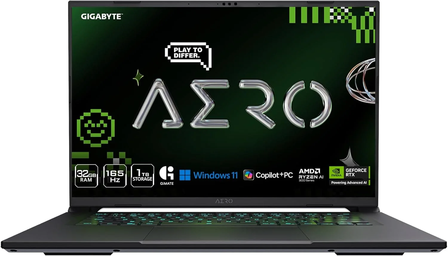 GIGABYTE AERO X16; Copilot+ PC - 165Hz 2560x1600 WQXGA - NVIDIA GeForce RTX 5070 - AMD Ryzen AI 9 HX 370 - 1 ترابایت SSD با 32 گیگابایت رم DDR5 - ویندوز 11 هوم - خاکستری فضایی AERO X16 2WHA3USC64AH