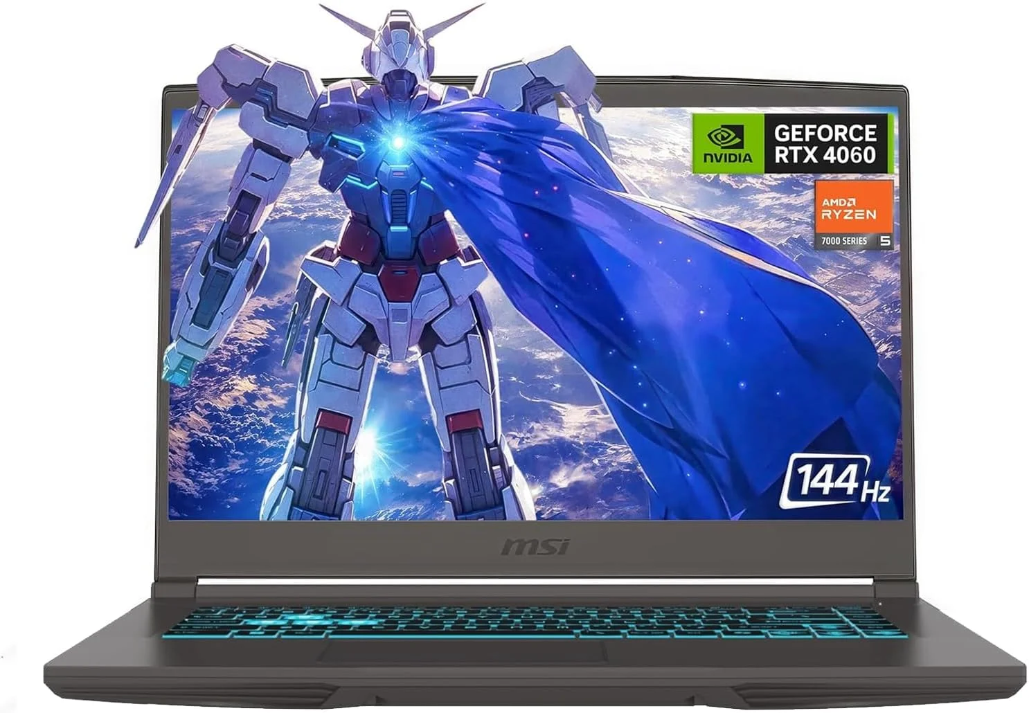 لپ تاپ گیمینگ MSI با صفحه نمایش 15.6 اینچی FHD 144Hz، حاشیه باریک IPS، پردازنده AMD Ryzen 5 7535HS، کارت گرافیک NVIDIA GeForce RTX 4060، رم 32 گیگابایتی DDR5، حافظه SSD 2 ترابایتی NVMe، کیبورد با نور پس زمینه، WiFi 6E، ویندوز 11، رنگ Cosmos Gray، به همراه پایه تاشو لپ تاپ EAT