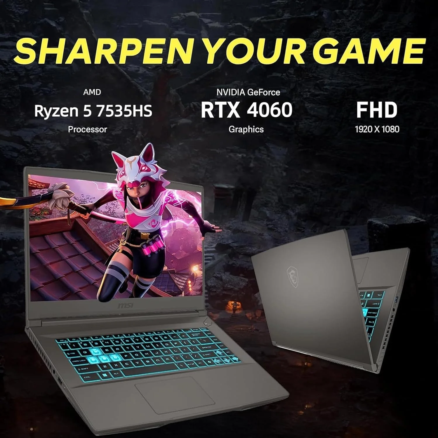 لپ تاپ گیمینگ MSI با صفحه نمایش 15.6 اینچی FHD 144Hz، حاشیه باریک IPS، پردازنده AMD Ryzen 5 7535HS، کارت گرافیک NVIDIA GeForce RTX 4060، رم 32 گیگابایتی DDR5، حافظه SSD 2 ترابایتی NVMe، کیبورد با نور پس زمینه، WiFi 6E، ویندوز 11، رنگ Cosmos Gray، به همراه پایه تاشو لپ تاپ EAT لپ تاپ گیمینگ MSI با صفحه نمایش 15.6 اینچی FHD 144Hz، حاشیه باریک IPS، پردازنده AMD Ryzen 5 7535HS، کارت گرافیک NVIDIA GeForce RTX 4060، رم 32 گیگابایتی DDR5، حافظه SSD 2 ترابایتی NVMe، کیبورد با نور پس زمینه، WiFi 6E، ویندوز 11، رنگ Cosmos Gray، به همراه پایه تاشو لپ تاپ EAT