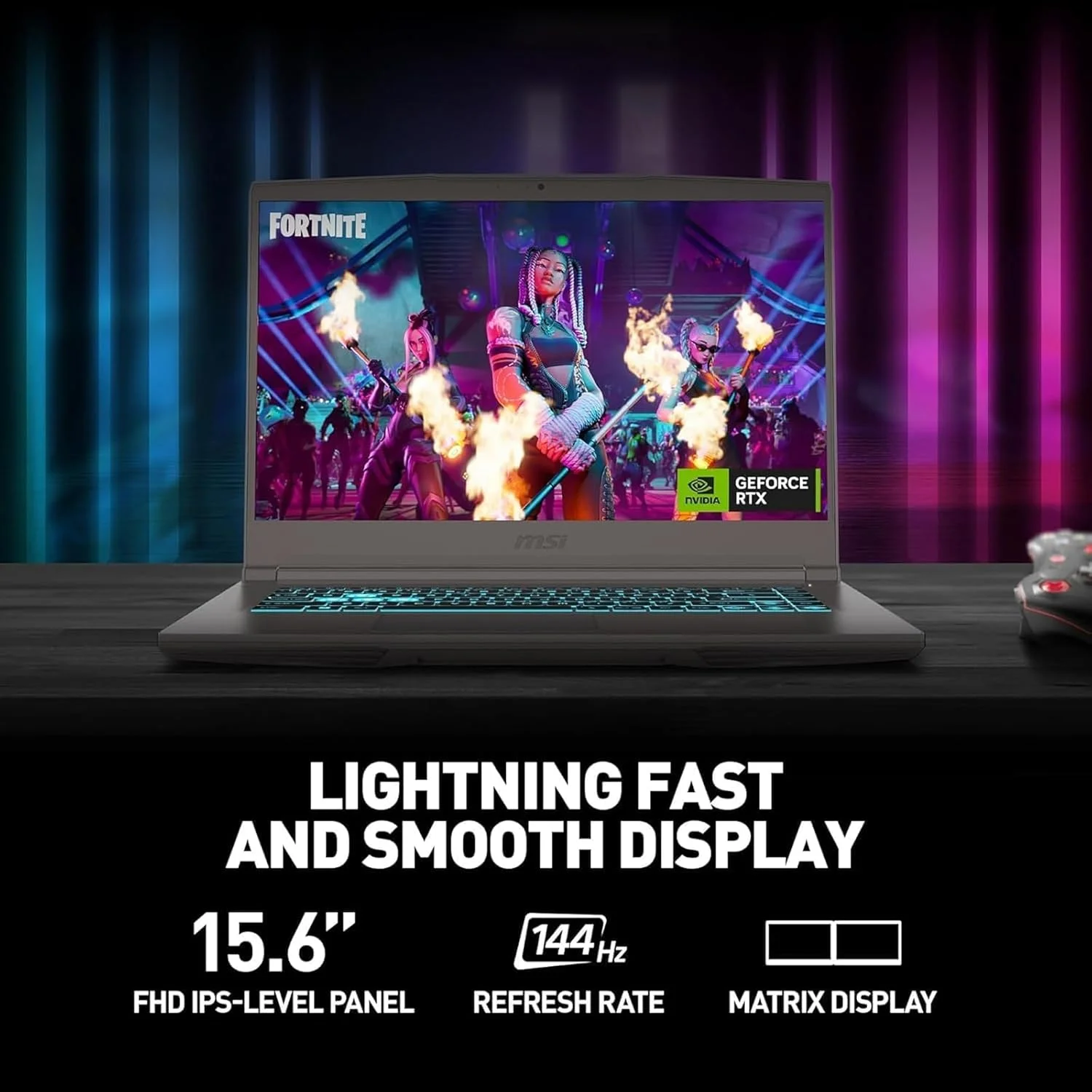 لپ تاپ گیمینگ MSI با صفحه نمایش 15.6 اینچی FHD 144Hz، حاشیه باریک IPS، پردازنده AMD Ryzen 5 7535HS، کارت گرافیک NVIDIA GeForce RTX 4060، رم 32 گیگابایتی DDR5، حافظه SSD 2 ترابایتی NVMe، کیبورد با نور پس زمینه، WiFi 6E، ویندوز 11، رنگ Cosmos Gray، به همراه پایه تاشو لپ تاپ EAT لپ تاپ گیمینگ MSI با صفحه نمایش 15.6 اینچی FHD 144Hz، حاشیه باریک IPS، پردازنده AMD Ryzen 5 7535HS، کارت گرافیک NVIDIA GeForce RTX 4060، رم 32 گیگابایتی DDR5، حافظه SSD 2 ترابایتی NVMe، کیبورد با نور پس زمینه، WiFi 6E، ویندوز 11، رنگ Cosmos Gray، به همراه پایه تاشو لپ تاپ EAT