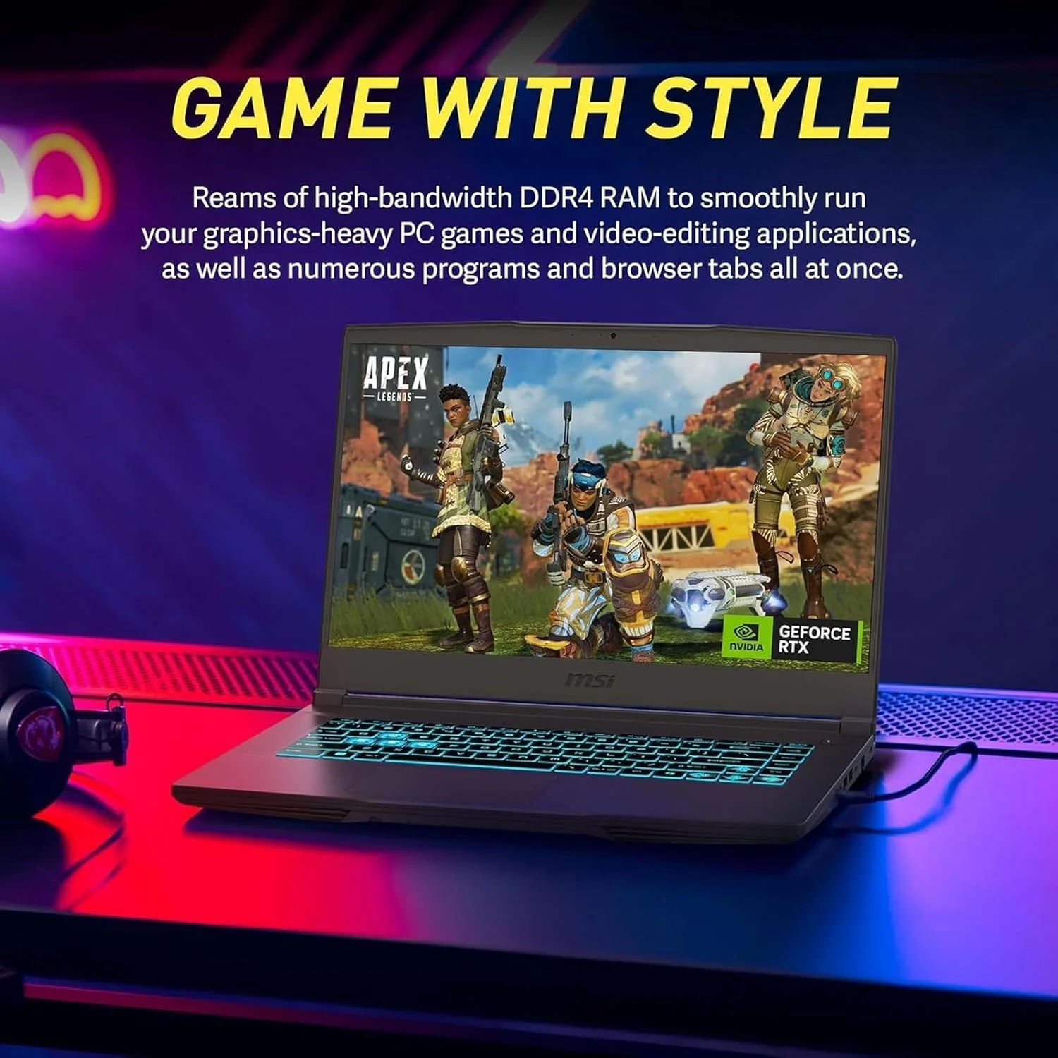 لپ تاپ گیمینگ MSI با صفحه نمایش 15.6 اینچی FHD 144Hz، حاشیه باریک IPS، پردازنده AMD Ryzen 5 7535HS، کارت گرافیک NVIDIA GeForce RTX 4060، رم 32 گیگابایتی DDR5، حافظه SSD 2 ترابایتی NVMe، کیبورد با نور پس زمینه، WiFi 6E، ویندوز 11، رنگ Cosmos Gray، به همراه پایه تاشو لپ تاپ EAT لپ تاپ گیمینگ MSI با صفحه نمایش 15.6 اینچی FHD 144Hz، حاشیه باریک IPS، پردازنده AMD Ryzen 5 7535HS، کارت گرافیک NVIDIA GeForce RTX 4060، رم 32 گیگابایتی DDR5، حافظه SSD 2 ترابایتی NVMe، کیبورد با نور پس زمینه، WiFi 6E، ویندوز 11، رنگ Cosmos Gray، به همراه پایه تاشو لپ تاپ EAT
