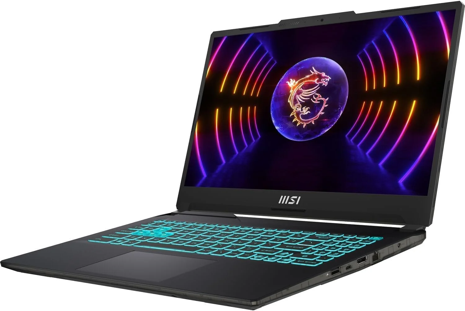 لپ تاپ گیمینگ MSI Cyborg 15 Thin GF63، صفحه نمایش 15.6 اینچی FHD 144Hz (پردازنده 12 هسته ای Intel i5-12450H، رم 64 گیگابایتی DDR5، حافظه SSD 2 ترابایتی، کارت گرافیک GeForce RTX 4050 (بهتر از 3060)، کیبورد با نور پس زمینه، وب کم، WiFi 6، هاب IST، مشکی) لپ تاپ گیمینگ MSI Cyborg 15 Thin GF63، صفحه نمایش 15.6 اینچی FHD 144Hz (پردازنده 12 هسته ای Intel i5-12450H، رم 64 گیگابایتی DDR5، حافظه SSD 2 ترابایتی، کارت گرافیک GeForce RTX 4050 (بهتر از 3060)، کیبورد با نور پس زمینه، وب کم، WiFi 6، هاب IST، مشکی)
