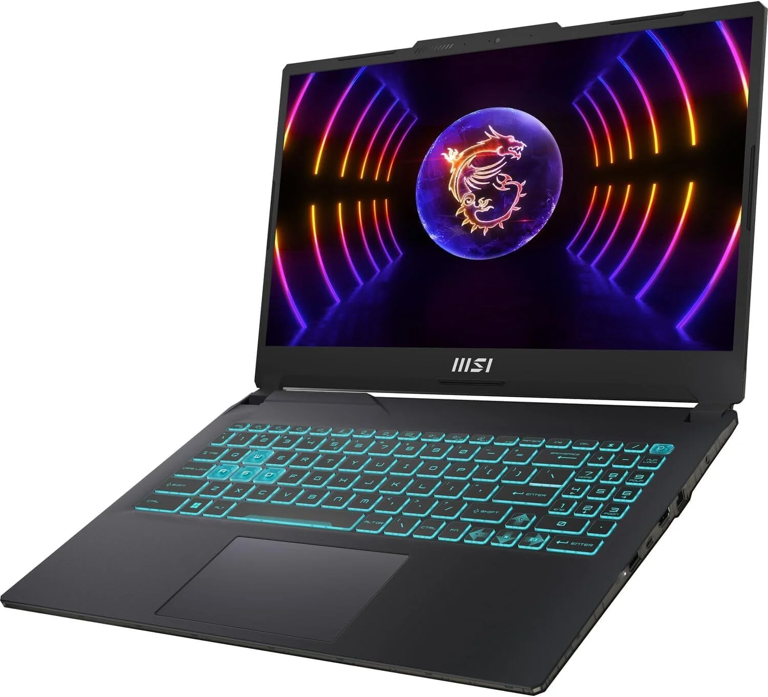 لپ تاپ گیمینگ MSI Cyborg 15 Thin GF63، صفحه نمایش 15.6 اینچی FHD 144Hz (پردازنده 12 هسته ای Intel i5-12450H، رم 64 گیگابایتی DDR5، حافظه SSD 2 ترابایتی، کارت گرافیک GeForce RTX 4050 (بهتر از 3060)، کیبورد با نور پس زمینه، وب کم، WiFi 6، هاب IST، مشکی) لپ تاپ گیمینگ MSI Cyborg 15 Thin GF63، صفحه نمایش 15.6 اینچی FHD 144Hz (پردازنده 12 هسته ای Intel i5-12450H، رم 64 گیگابایتی DDR5، حافظه SSD 2 ترابایتی، کارت گرافیک GeForce RTX 4050 (بهتر از 3060)، کیبورد با نور پس زمینه، وب کم، WiFi 6، هاب IST، مشکی)