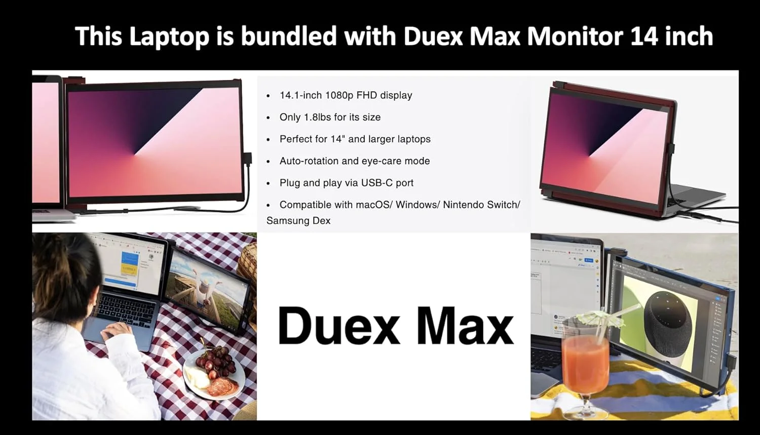 لپ تاپ گیمینگ MSI Titan AI 18 اینچی با نمایشگر Mini LED 4K 120 هرتز (Intel Ultra 9-285HX، GeForce RTX 5090 24GB، 64GB DDR5، 2x8TB PCIe SSD (16TB)، کیبورد RGB با نورپردازی مجزا برای هر کلید، Windows 11 Pro) همراه با مانیتور Duex Max DS