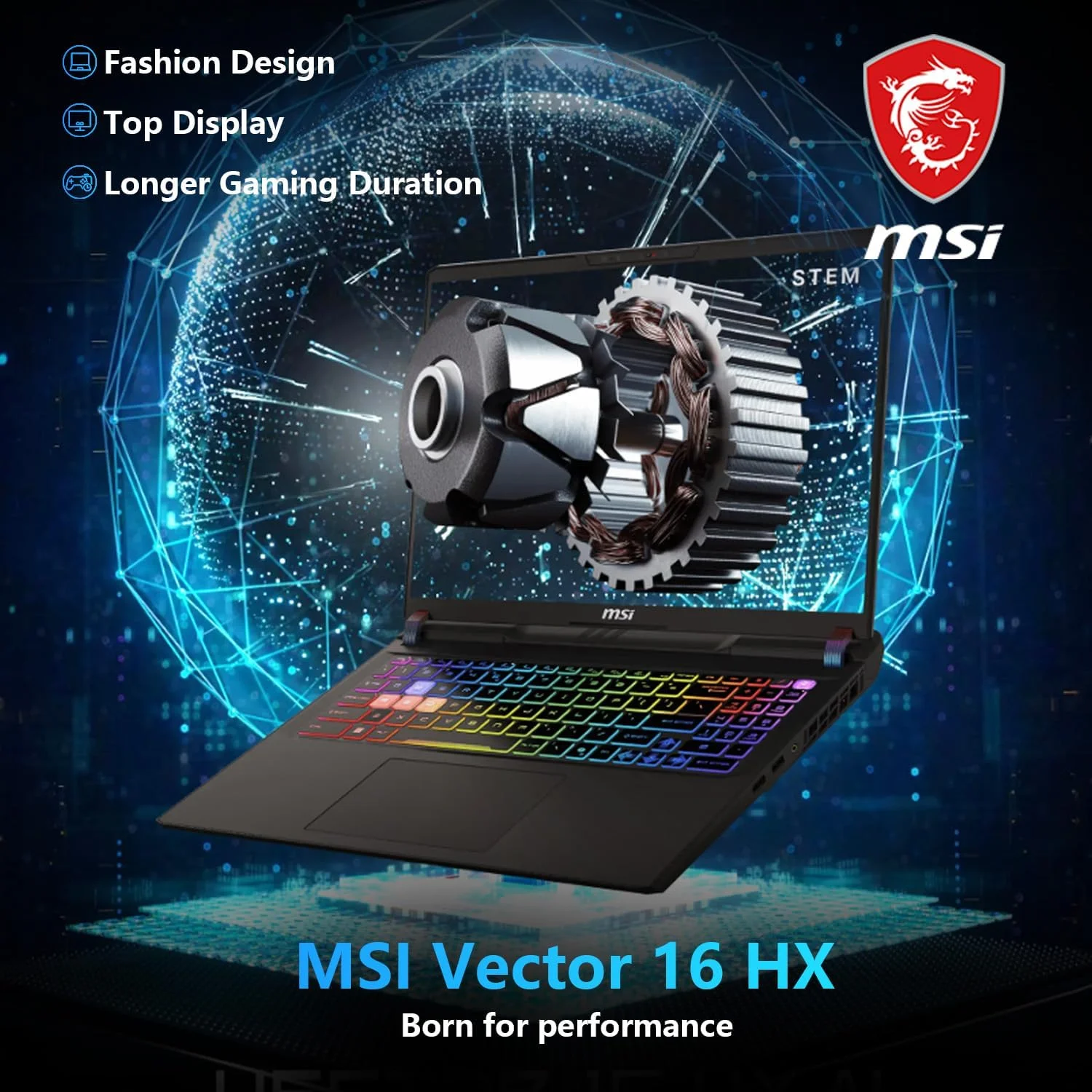 لپ تاپ گیمینگ MSI Vector 16 HX RTX 5080 با صفحه نمایش 16 اینچی QHD+ 240Hz، پردازنده Ultra 9 275HX (بهتر از i9-14900HX)، کارت گرافیک NVIDIA GeForce RTX 5080 AI Pro، رم 64 گیگابایتی DDR5، حافظه SSD 1 ترابایتی، نور پس زمینه RGB، همراه با رادیاتور تاشو PCO Notebook