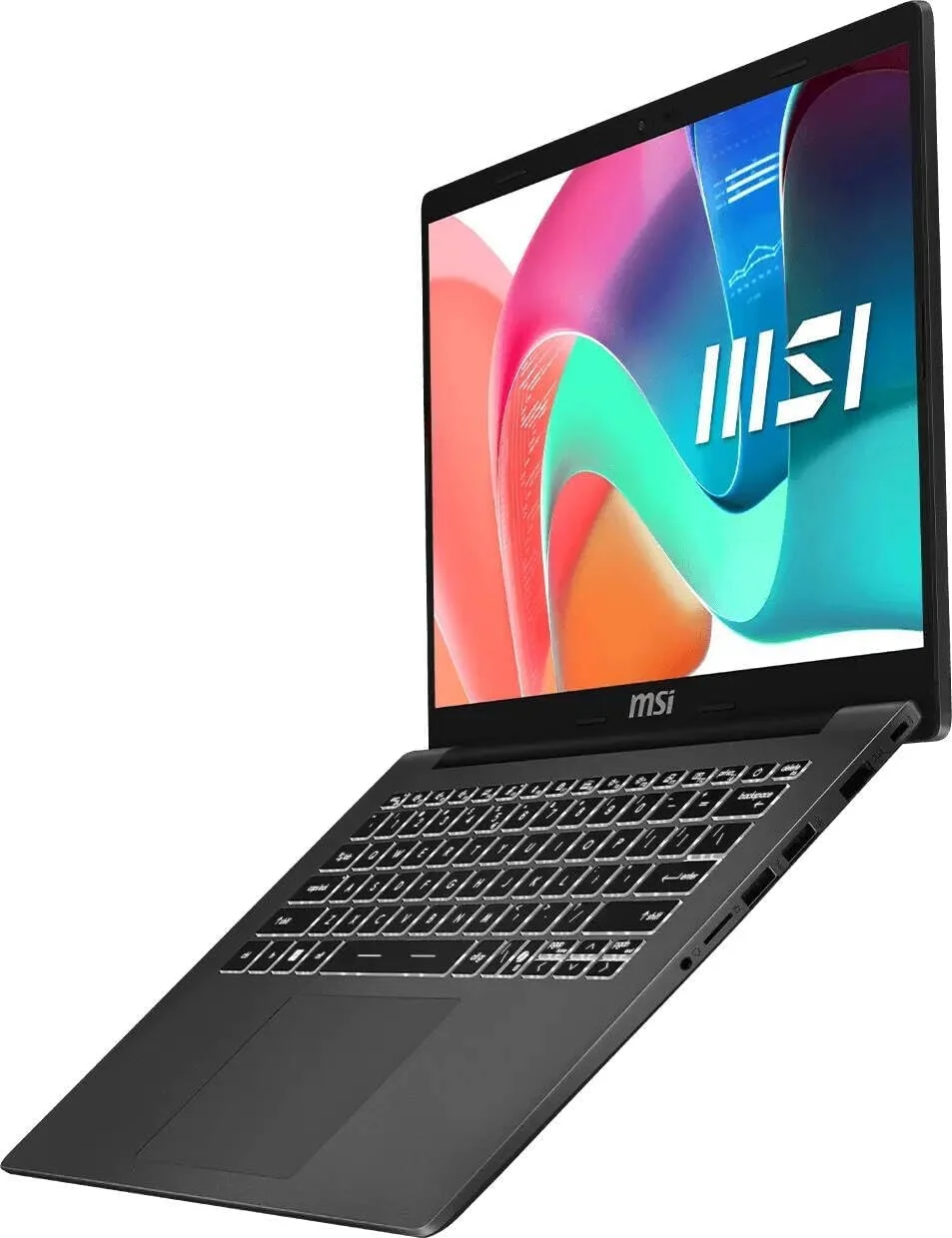 لپ تاپ باریک MSI Modern 14 F13MG، صفحه نمایش 14 اینچی FHD، پردازنده Intel Core i3-1315U، رم 8 گیگابایتی، SSD 512 گیگابایتی، گرافیک Intel UHD، ویندوز 11، صفحه کلید انگلیسی-عربی، رنگ خاکستری - [9S7-14S121-052]