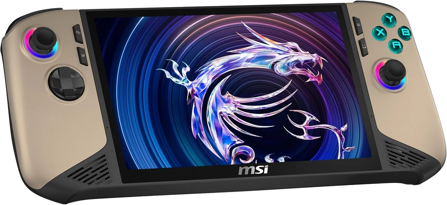 کنسول بازی دستی MSI Claw 8 AI+، صفحه نمایش 8 اینچی FHD+ 120 هرتز، پردازنده Intel Core Ultra 7 258V، رم 32 گیگابایتی، SSD 1 ترابایتی، گرافیک Intel Arc، ویندوز 11 هوم، مشکی/طوفان شن، A2VM-015