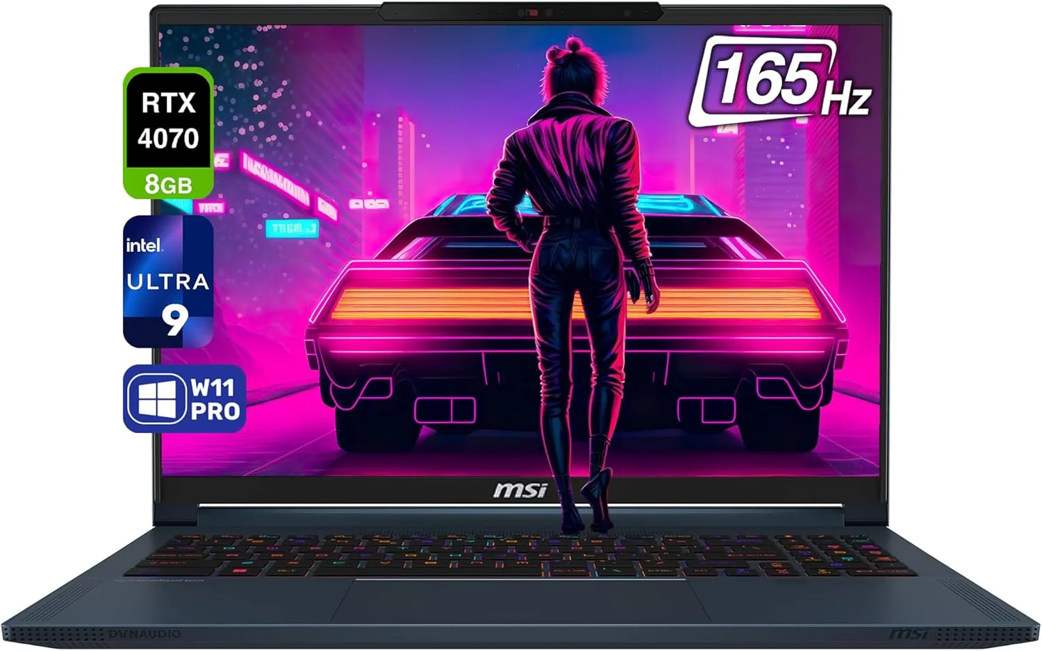 لپ تاپ گیمینگ فوق العاده باریک MSI Stealth 16 AI، پردازنده Intel Ultra 9-185H، رم 64 گیگابایتی DDR5، حافظه SSD 2 ترابایتی PCle، صفحه نمایش 16 اینچی 165 هرتز FHD+ (1920x1200)، کارت گرافیک Nvidia G-Force RTX 4070، کیبورد با نور پس زمینه، ویندوز 11 پرو، آبی ستاره ای