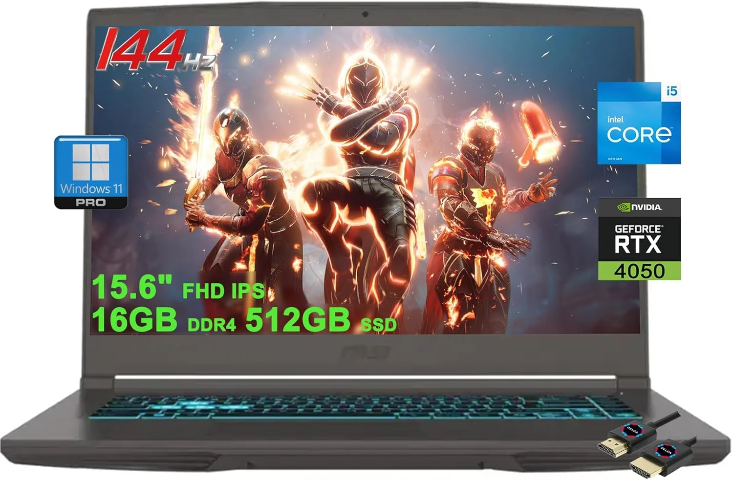 لپ تاپ گیمینگ MSI Thin 15 | صفحه نمایش 15.6 اینچی FHD IPS 144Hz | پردازنده 8 هسته ای Intel i5-13420H (بهتر از i7-11800H) | رم 16 گیگابایتی DDR4 SSD 512 گیگابایتی | کارت گرافیک GeForce RTX 4050 | کیبورد با نور پس زمینه USB-C Win11Pro به همراه لوازم جانبی DLCA