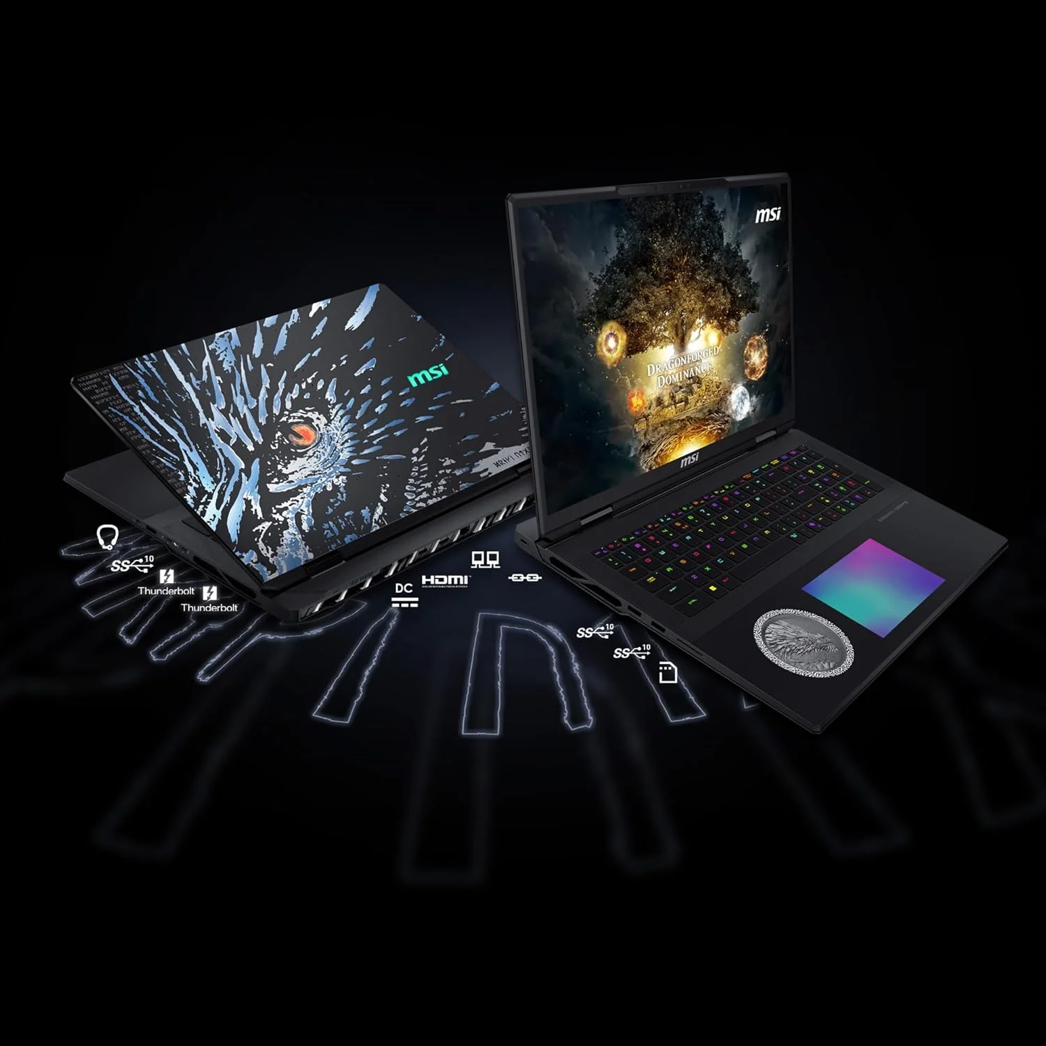لپ تاپ گیمینگ MSI Titan 18 HX A2XWJG Dragon Edition – Norse Myth | صفحه نمایش 18 اینچی 4K UHD+ 120 هرتز | پردازنده Intel Core Ultra 9 | کارت گرافیک NVIDIA RTX5090 | رم 96 گیگابایتی | حافظه SSD 2 ترابایتی | ویندوز 11 پرو - [9S7-1824A5-271]