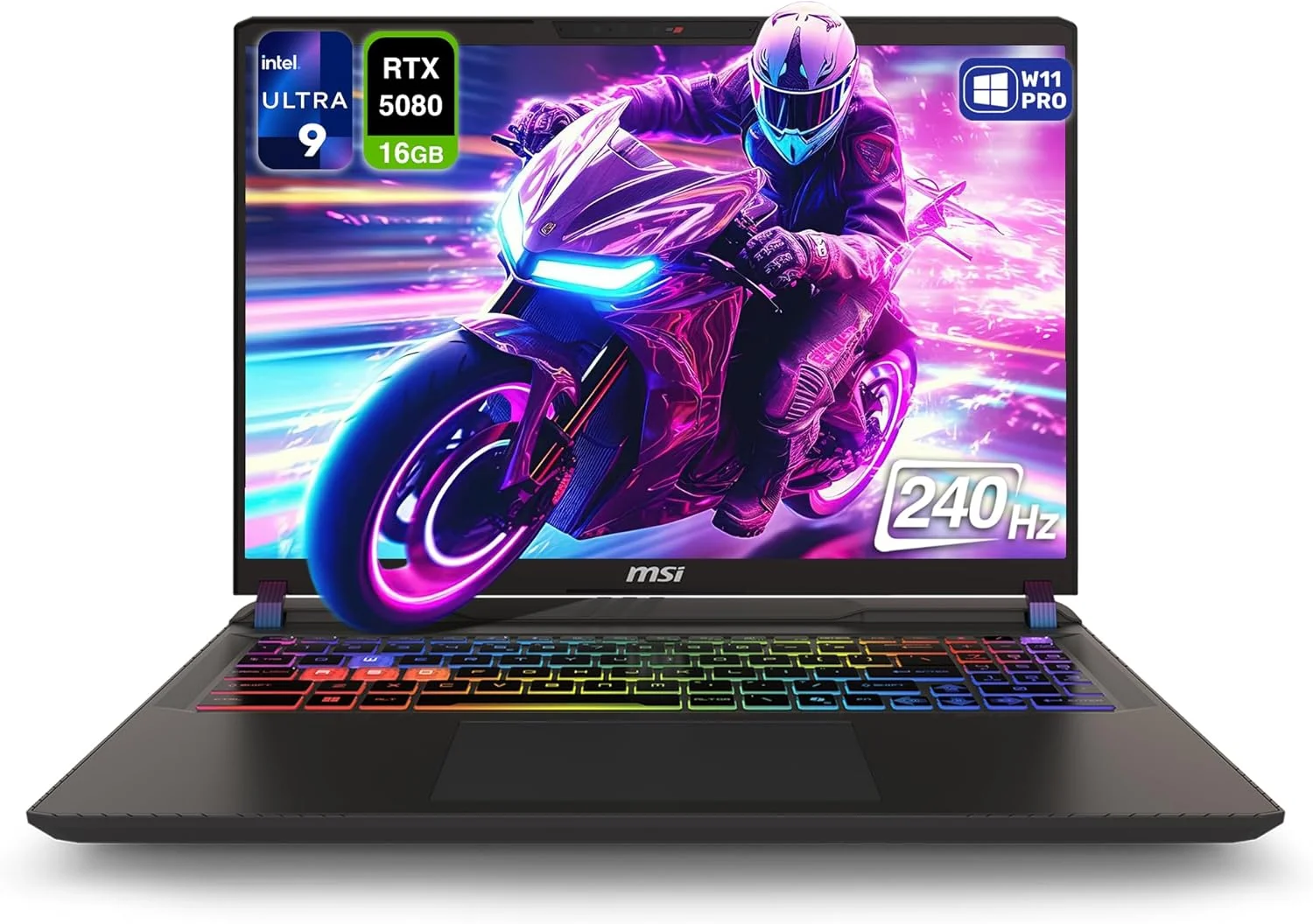 لپ تاپ گیمینگ MSI Vector 16 HX AI 400، پردازنده Intel Ultra 9-275HX، رم 64 گیگابایتی DDR5، اس اس دی 1 ترابایتی PCIe، نمایشگر 16 اینچی WQXGA (2560x1600) 240 هرتز، کارت گرافیک Nvidia G-Force RTX 5080، کیبورد با نور پس زمینه RGB، ویندوز 11 پرو، خاکستری کیهانی