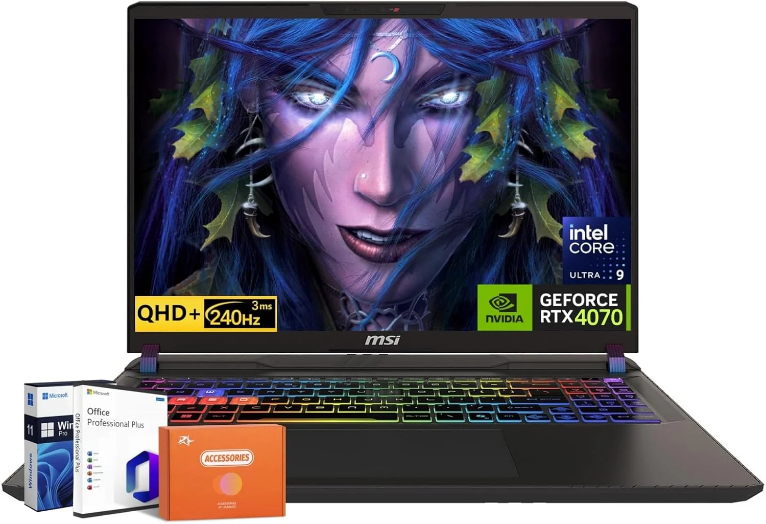 لپ تاپ گیمینگ MSI Vector 16 HX AI 400، نمایشگر 16 اینچی QHD+ LCD 240 هرتز، کارت گرافیک NVIDIA RTX 5080 16GB GDDR7، پردازنده Intel Ultra 9 275HX (تا 5.4 گیگاهرتز)، Thunderbolt 5، رم 64 گیگابایت DDR5، حافظه SSD 4 ترابایت، ویندوز 11 پرو، آفیس پرو مادام العمر