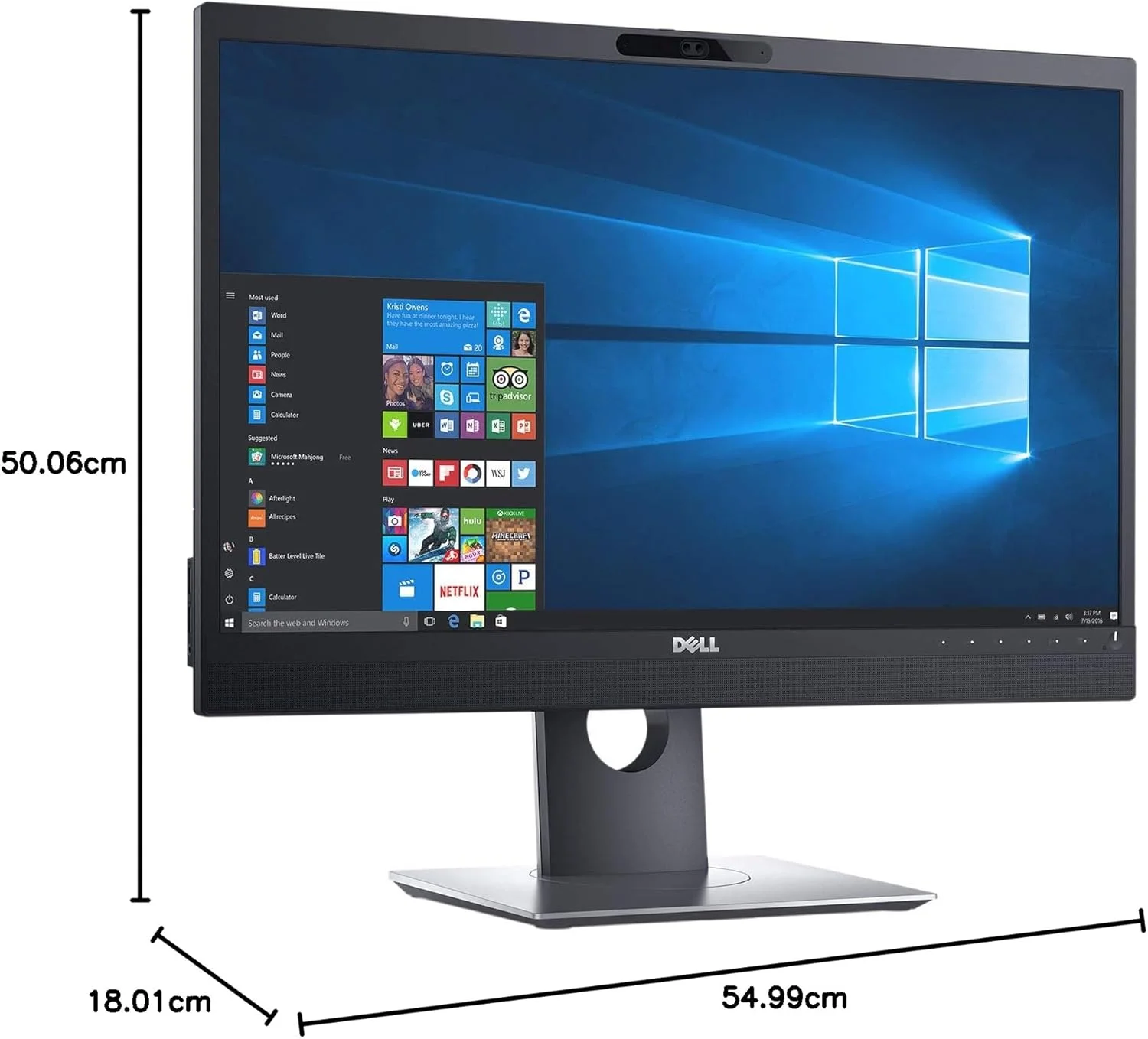 مانیتور 24 اینچی دل مدل P2418HZm برای کنفرانس ویدیویی - سری P، مشکی/نقره‌ای