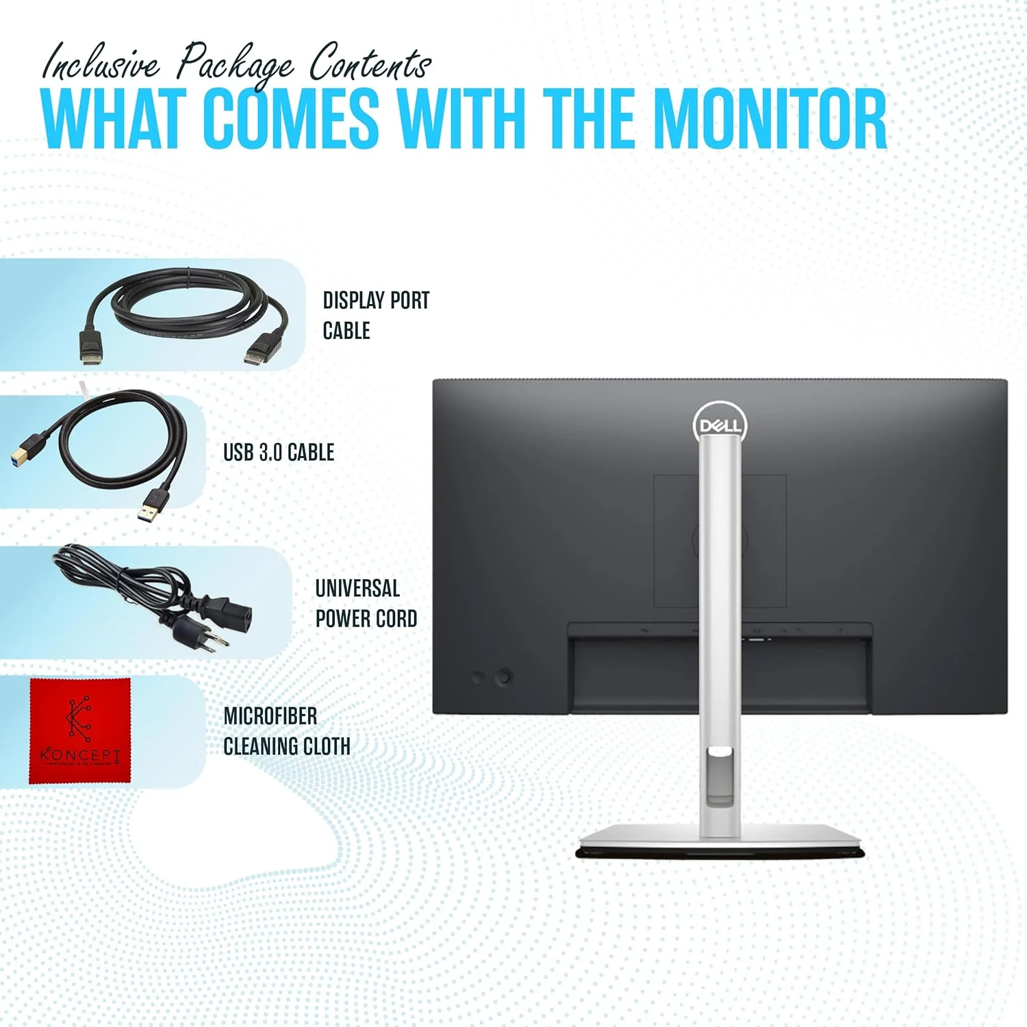 مانیتور کامپیوتر Koncept P2425H جایگزین Dell - صفحه نمایش 24 اینچ 16:9 IPS همراه با پایه - Full HD، 1920 x 1080 - 1 سال گارانتی - LED، 100 هرتز - با DisplayPort و کابل USB 3.0 Upstream - مدل جدید