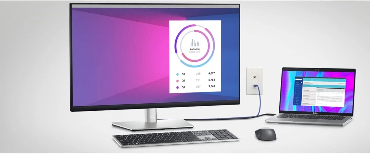 مانیتور ال سی دی 31.5 اینچی دل مدل P3223DE با رزولوشن QHD و پنل WLED - نسبت تصویر 16:9 - مشکی، نقره ای