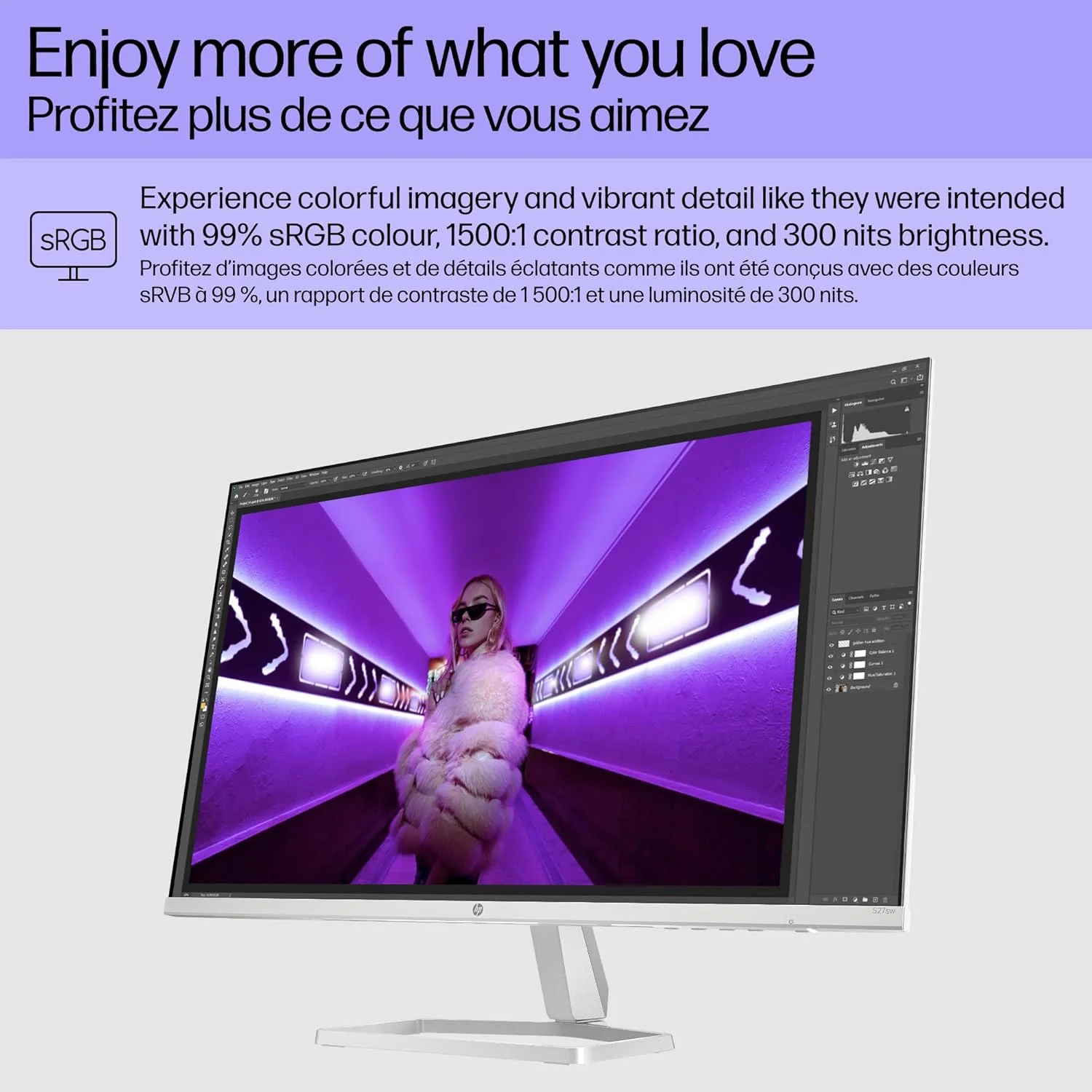 مانیتور 27 اینچی HP سری 5 مدل 527sw، FHD (1920 x 1080)، پنل IPS، پوشش 99% sRGB، نسبت کنتراست 1500:1، روشنایی 300 نیت، نرخ تازهسازی 100 هرتز، فناوری HP Eye Ease دارای گواهینامه Eyesafe مانیتور 27 اینچی HP سری 5 مدل 527sw، FHD (1920 x 1080)، پنل IPS، پوشش 99% sRGB، نسبت کنتراست 1500:1، روشنایی 300 نیت، نرخ تازهسازی 100 هرتز، فناوری HP Eye Ease دارای گواهینامه Eyesafe