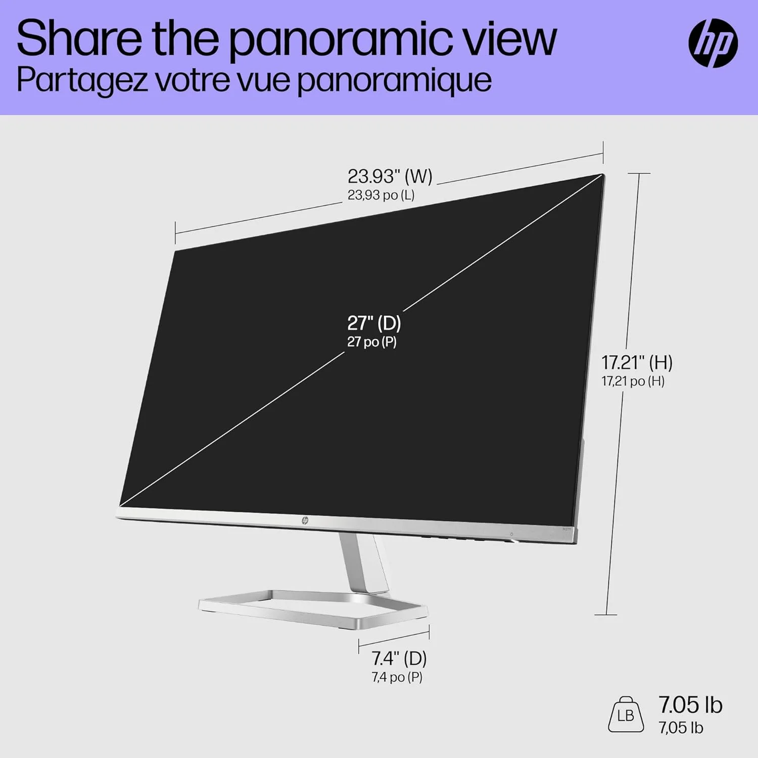 مانیتور 27 اینچی FHD 1080p IPS LED ضد تابش نور HP، AMD FreeSync، 70 هرتز، 300 نیت، 2 پورت HDMI و VGA، قابلیت تنظیم شیب (m27f) - نقره ای و مشکی (27 اینچ) مانیتور 27 اینچی FHD 1080p IPS LED ضد تابش نور HP، AMD FreeSync، 70 هرتز، 300 نیت، 2 پورت HDMI و VGA، قابلیت تنظیم شیب (m27f) - نقره ای و مشکی (27 اینچ)