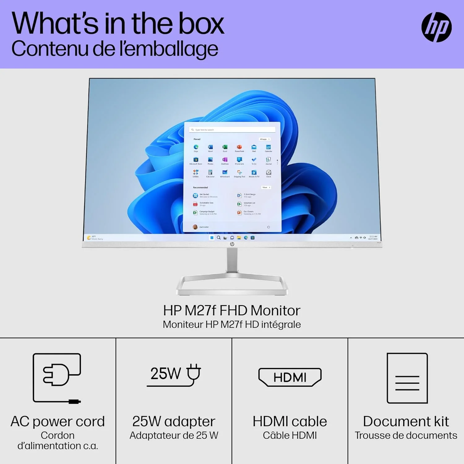 مانیتور 27 اینچی FHD 1080p IPS LED ضد تابش نور HP، AMD FreeSync، 70 هرتز، 300 نیت، 2 پورت HDMI و VGA، قابلیت تنظیم شیب (m27f) - نقره ای و مشکی (27 اینچ) مانیتور 27 اینچی FHD 1080p IPS LED ضد تابش نور HP، AMD FreeSync، 70 هرتز، 300 نیت، 2 پورت HDMI و VGA، قابلیت تنظیم شیب (m27f) - نقره ای و مشکی (27 اینچ)