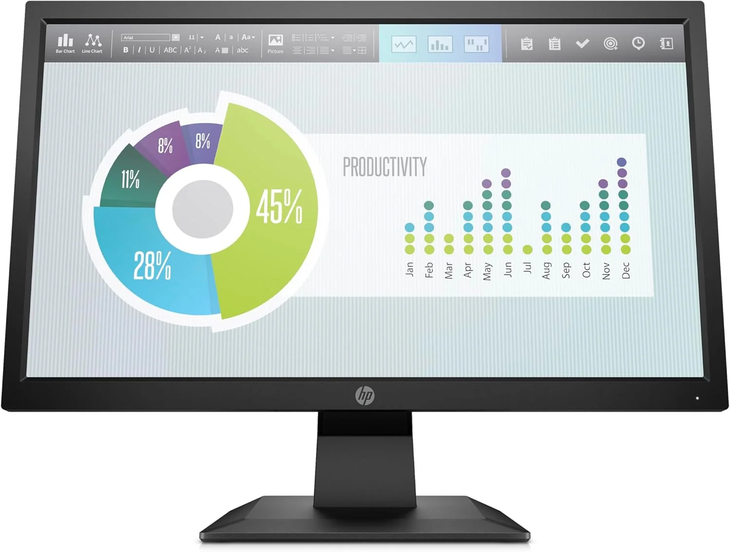 مانیتور HP P204v با ابعاد 49.5 سانتی متر (19.5 اینچ)، رزولوشن 1600x900 پیکسل HD+، LED، مشکی