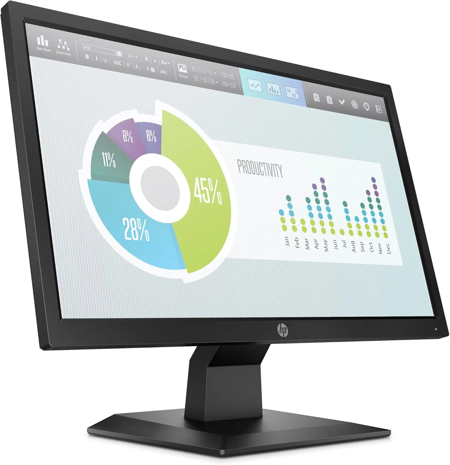 مانیتور HP P204v با ابعاد 49.5 سانتی متر (19.5 اینچ)، رزولوشن 1600x900 پیکسل HD+، LED، مشکی
