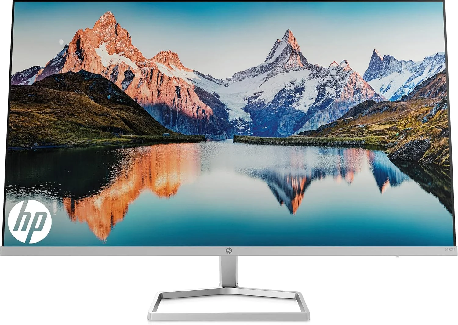 مانیتور فوق باریک 31.5 اینچی HP M32f، فول اچ دی 1080p، زمان پاسخگویی 7 میلی‌ثانیه، 2x HDMI، 1x VGA، ضد تابش نور، فیلتر نور آبی، بدون پرش تصویر، HP Eye Ease با گواهینامه Eye Safe، نقره‌ای و مشکی