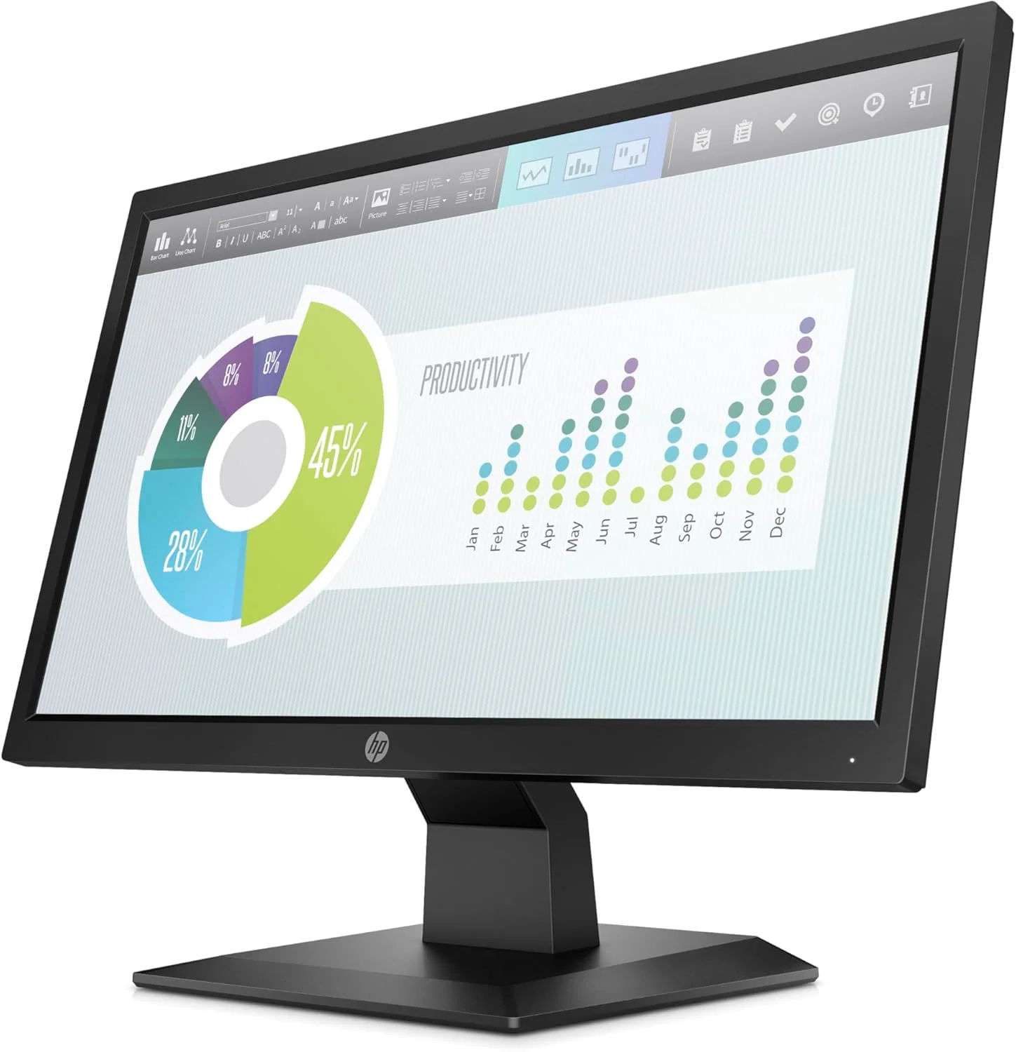مانیتور HP P204v با ابعاد 49.5 سانتی متر (19.5 اینچ)، رزولوشن 1600x900 پیکسل HD+، LED، مشکی