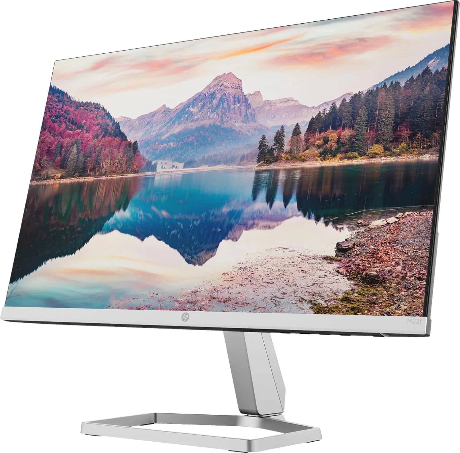 مانیتور 21.5 اینچی IPS LED فول اچ دی 1080P اچ پی (HDMI، VGA)، نور آبی کم، فناوری AMD FreeSync، نقره ای و مشکی