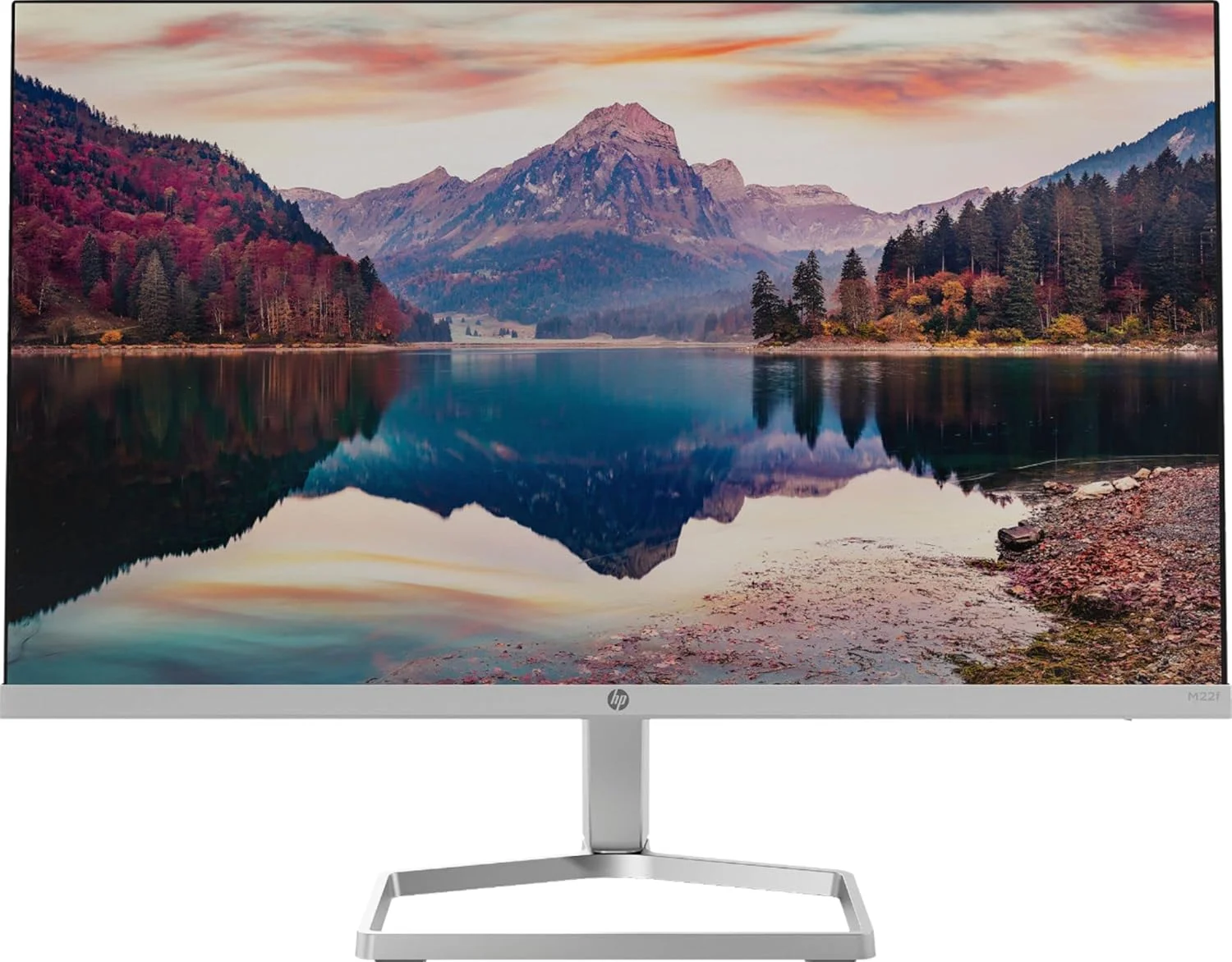 مانیتور 21.5 اینچی IPS LED فول اچ دی 1080P اچ پی (HDMI، VGA)، نور آبی کم، فناوری AMD FreeSync، نقره ای و مشکی