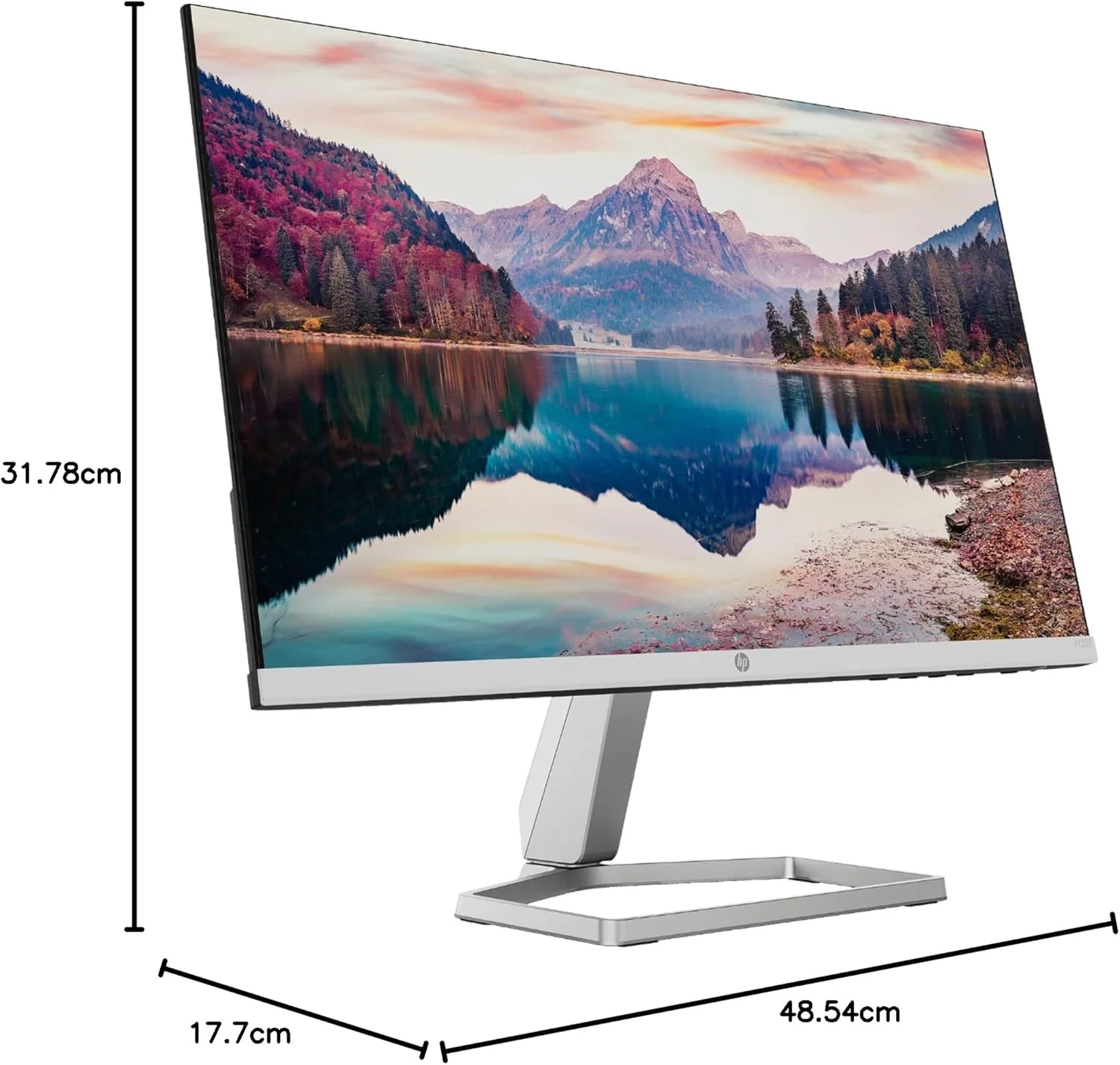 مانیتور 21.5 اینچی IPS LED فول اچ دی 1080P اچ پی (HDMI، VGA)، نور آبی کم، فناوری AMD FreeSync، نقره ای و مشکی