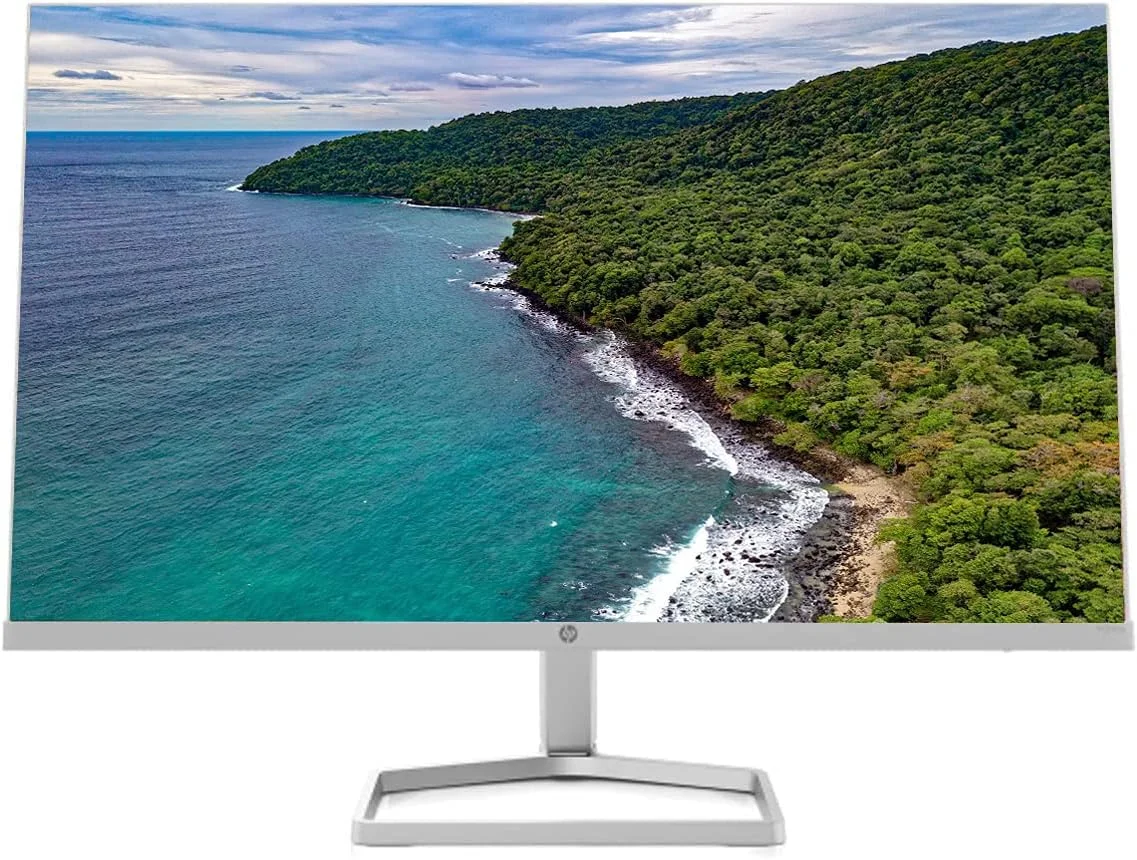 مانیتور 24 اینچی FHD (1920x1080) 75 هرتز ضد تابش نور HP M24fw، دارای کنترل‌های روی صفحه، AMD FreeSync، حالت نور آبی کم، سفید