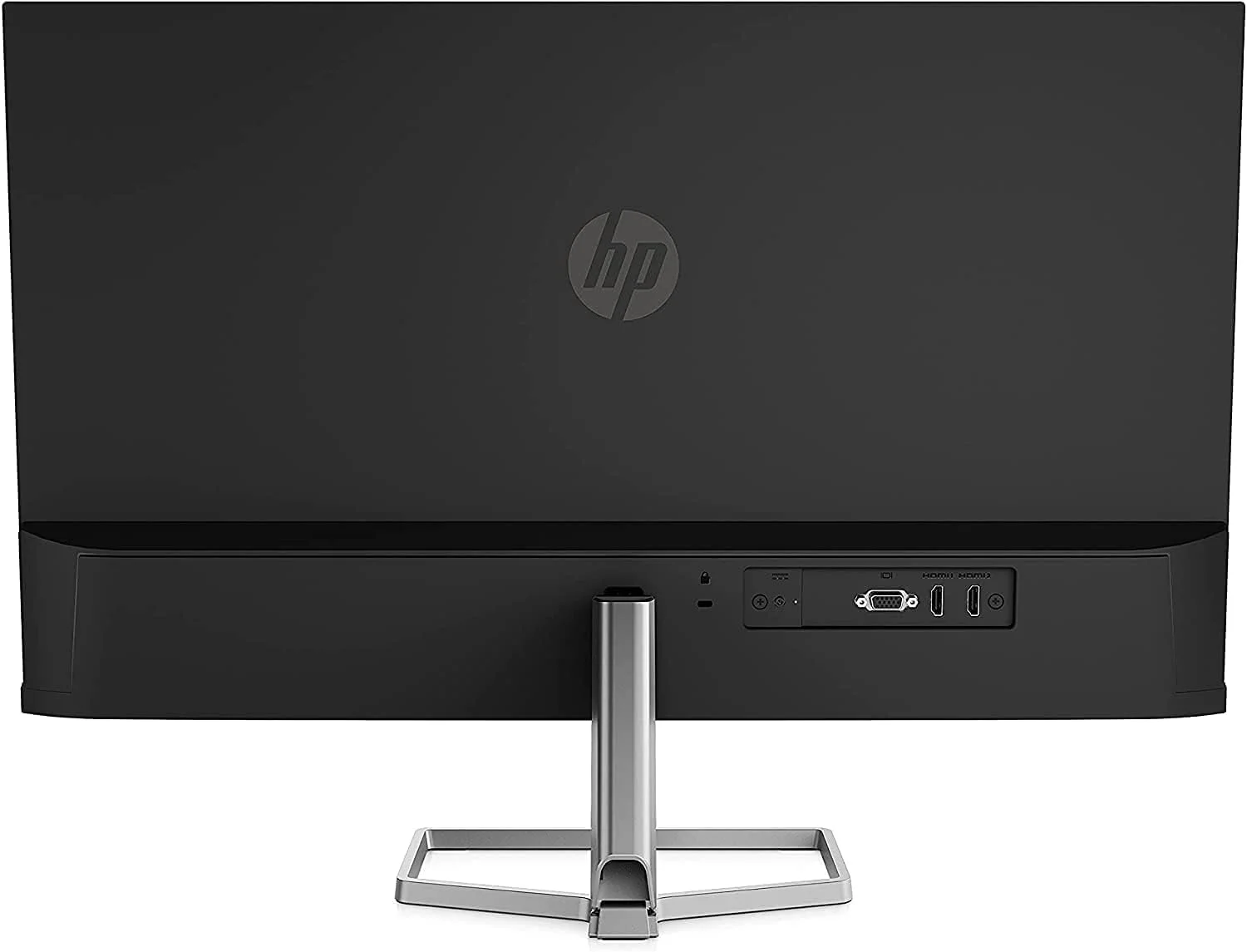 مانیتور فوق باریک 27 اینچی HP M27f، فول اچ دی 1080p، نرخ تازه سازی 75 هرتز، 2 پورت HDMI، 1 پورت VGA، فیلتر نور آبی، ضد تابش نور، تنظیم شیب، بدون پرش تصویر، زاویه دید فوق عریض 178 درجه، نقره ای و مشکی
