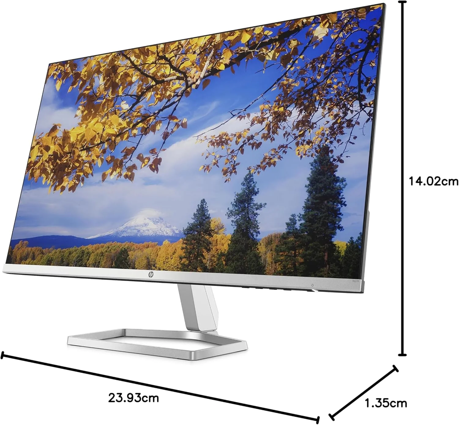 مانیتور فوق باریک 27 اینچی HP M27f، فول اچ دی 1080p، نرخ تازه سازی 75 هرتز، 2 پورت HDMI، 1 پورت VGA، فیلتر نور آبی، ضد تابش نور، تنظیم شیب، بدون پرش تصویر، زاویه دید فوق عریض 178 درجه، نقره ای و مشکی