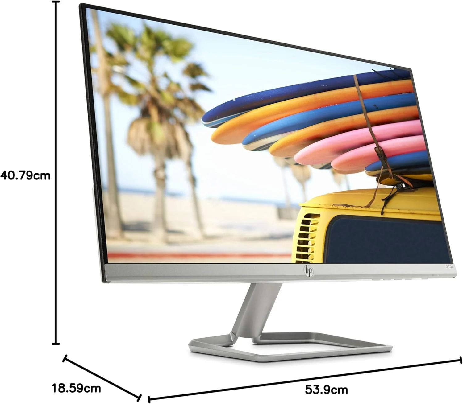 مانیتور ال ای دی HP 24FW، 23.8 اینچ، IPS، FHD، 1 HDMI، 1 VGA، AMD FREESYNC، سفید