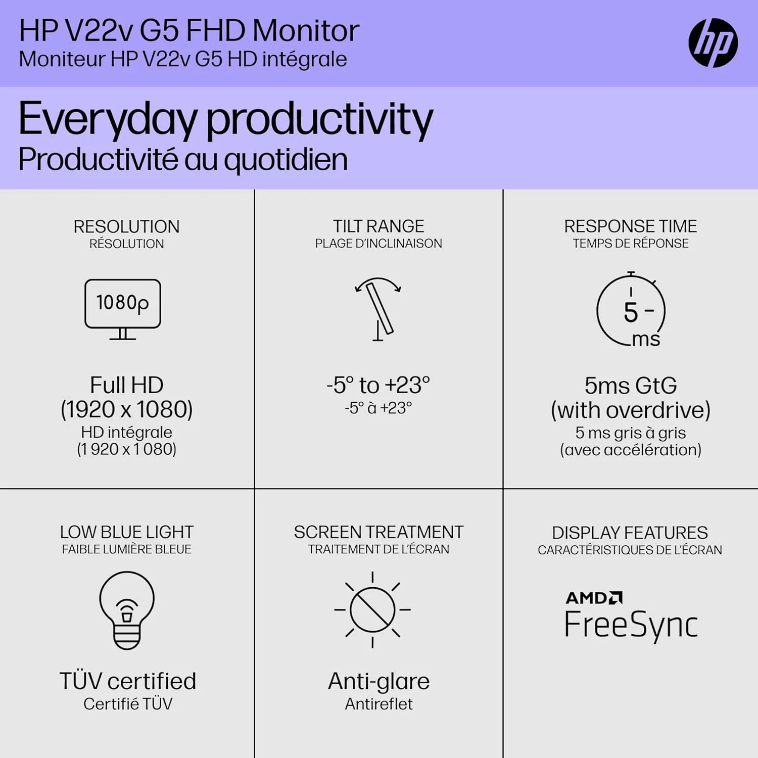 مانیتور 21.45 اینچی HP V22v G5 FHD، فناوری AMD FreeSync، پشتیبانی از HDCP برای HDMI (V22v G5، مشکی) مانیتور 21.45 اینچی HP V22v G5 FHD، فناوری AMD FreeSync، پشتیبانی از HDCP برای HDMI (V22v G5، مشکی)