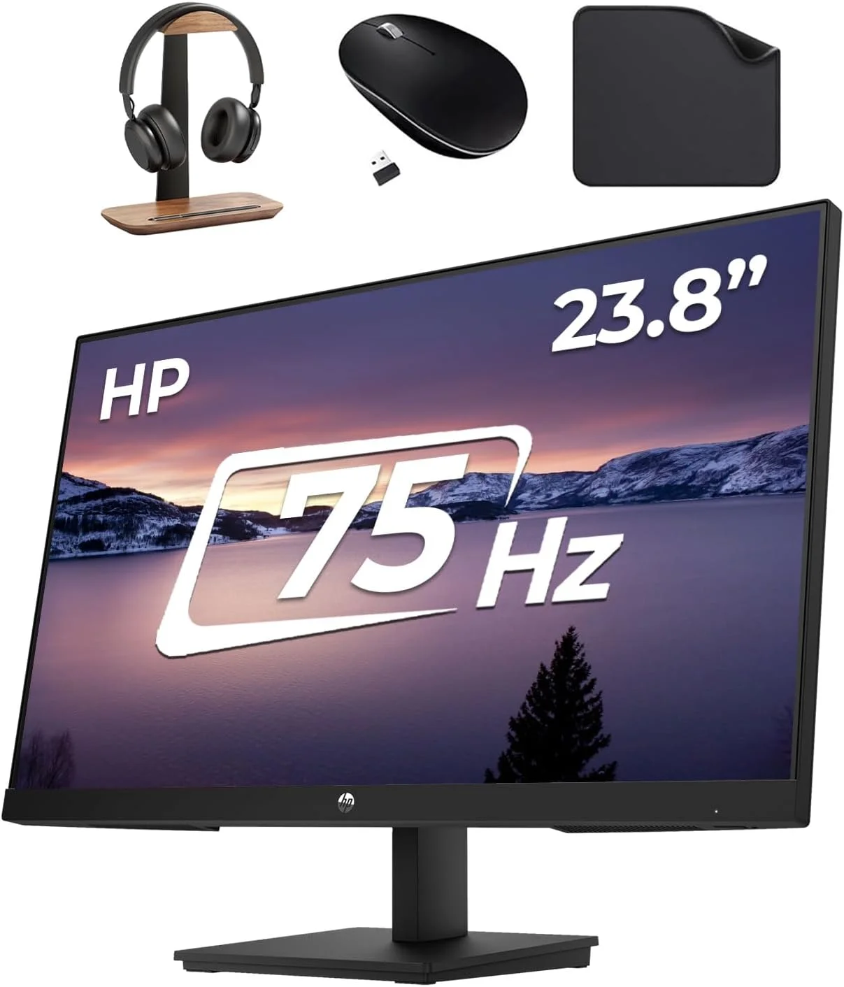 مانیتور اداری 23.8 اینچی HP با صفحه نمایش FHD – پنل VA، رزولوشن 1920x1080، نرخ تازه سازی 75 هرتز، زمان پاسخگویی 5 میلی ثانیه، HDMI، VGA، AMD FreeSync (شامل پایه هدست First Wave + ماوس بی سیم + پد ماوس First Wave) – V24v G5