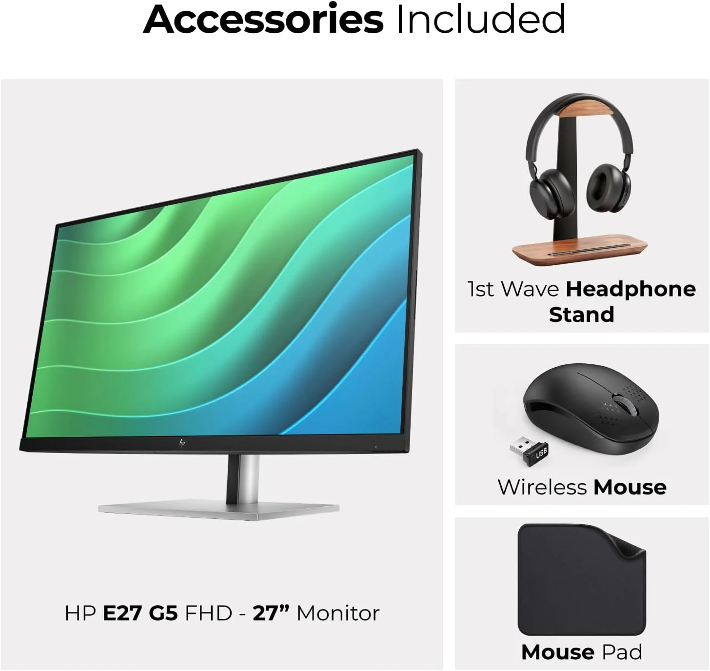 مانیتور حرفه ای 27 اینچی HP با صفحه نمایش FHD - پنل IPS، رزولوشن 1920x1080، نرخ تازه سازی 75 هرتز، 5 میلی ثانیه (شامل پایه هدست First Wave + ماوس بی سیم + پد ماوس) E27 G5 مانیتور حرفه ای 27 اینچی HP با صفحه نمایش FHD - پنل IPS، رزولوشن 1920x1080، نرخ تازه سازی 75 هرتز، 5 میلی ثانیه (شامل پایه هدست First Wave + ماوس بی سیم + پد ماوس) E27 G5