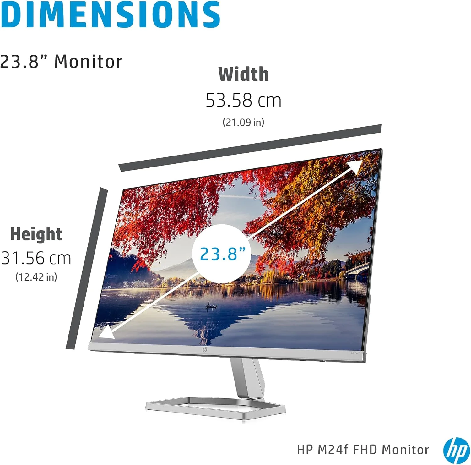 مانیتور 23.8 اینچی HP M24f Full HD IPS LCD با HDMI، VGA و AMD FreeSync - نقره ای مشکی