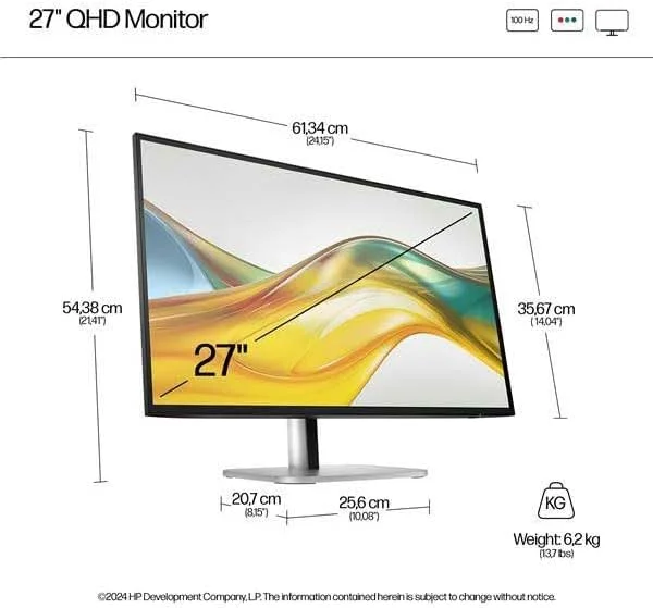 مانیتور LED اچ پی مدل 527pq - سری 5 پرو - 68.6 سانتی متر (27 اینچ) (26.96 اینچ قابل مشاهده) - 2560 x 1440 QHD - IPS - 350 CD/m² - 1500:1 - 5ms - HDMI, DisplayPort - مشکی جت، مشکی و نقره ای (پایه) - SM مانیتور LED اچ پی مدل 527pq - سری 5 پرو - 68.6 سانتی متر (27 اینچ) (26.96 اینچ قابل مشاهده) - 2560 x 1440 QHD - IPS - 350 CD/m² - 1500:1 - 5ms - HDMI, DisplayPort - مشکی جت، مشکی و نقره ای (پایه) - SM