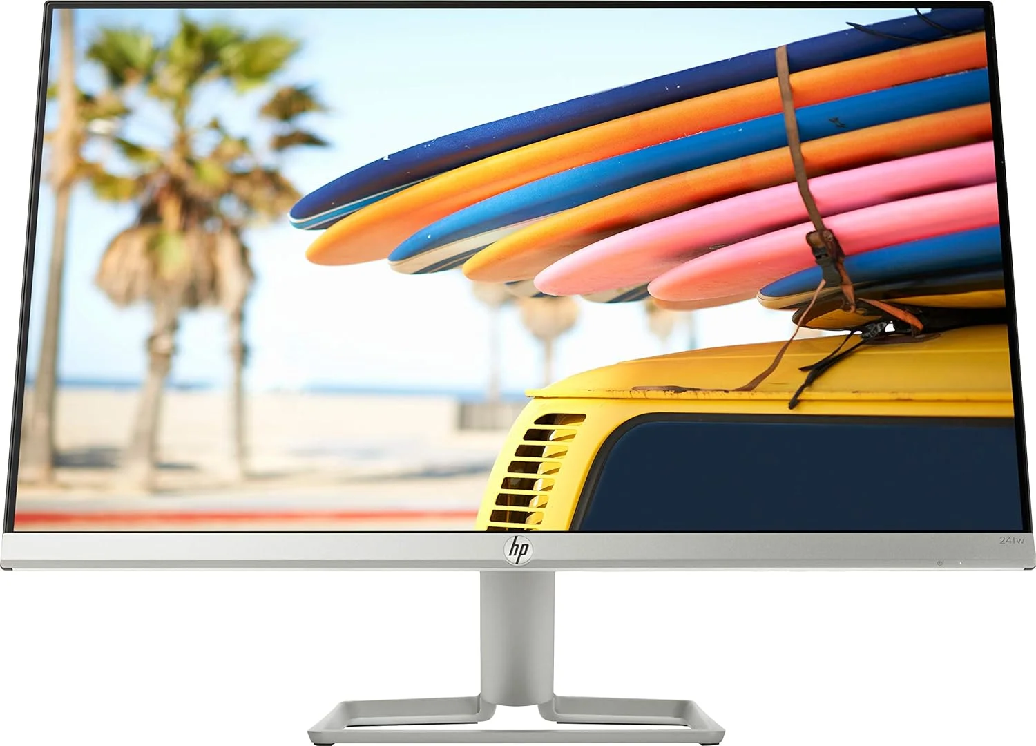 مانیتور 23.8 اینچی HP 24fw با نمایشگر صوتی، فوق باریک، فول اچ دی، IPS، HDMI، VGA، LED