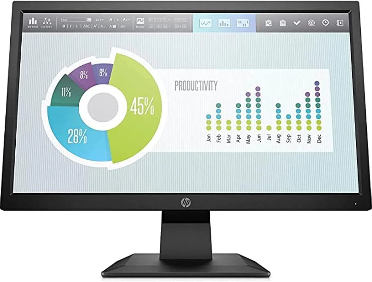 مانیتور HP مدل P204V با صفحه نمایش 19.5 اینچی HD+ (1600 x 900 @ 60 Hz)، دارای 1 پورت HDMI 1.4 (با پشتیبانی از HDCP) و 1 پورت VGA