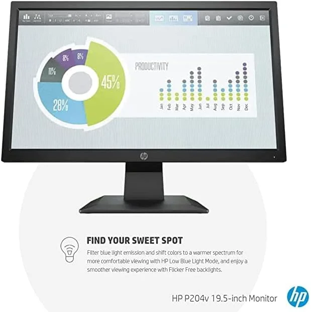 مانیتور HP مدل P204V با صفحه نمایش 19.5 اینچی HD+ (1600 x 900 @ 60 Hz)، دارای 1 پورت HDMI 1.4 (با پشتیبانی از HDCP) و 1 پورت VGA مانیتور HP مدل P204V با صفحه نمایش 19.5 اینچی HD+ (1600 x 900 @ 60 Hz)، دارای 1 پورت HDMI 1.4 (با پشتیبانی از HDCP) و 1 پورت VGA
