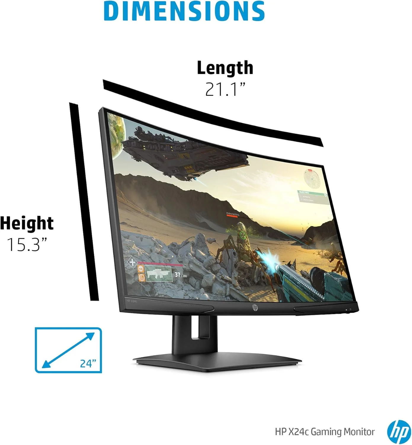 مانیتور گیمینگ HP X24c، 23.6 اینچ FHD، نرخ تازه سازی 144 هرتز، مشکی - 9FM22AS