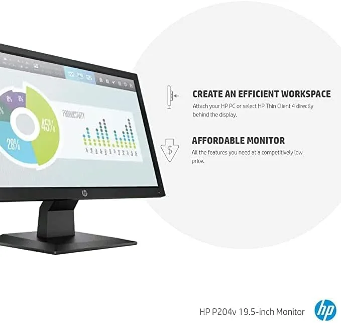 مانیتور HP مدل P204V با صفحه نمایش 19.5 اینچی HD+ (1600 x 900 @ 60 Hz)، دارای 1 پورت HDMI 1.4 (با پشتیبانی از HDCP) و 1 پورت VGA مانیتور HP مدل P204V با صفحه نمایش 19.5 اینچی HD+ (1600 x 900 @ 60 Hz)، دارای 1 پورت HDMI 1.4 (با پشتیبانی از HDCP) و 1 پورت VGA