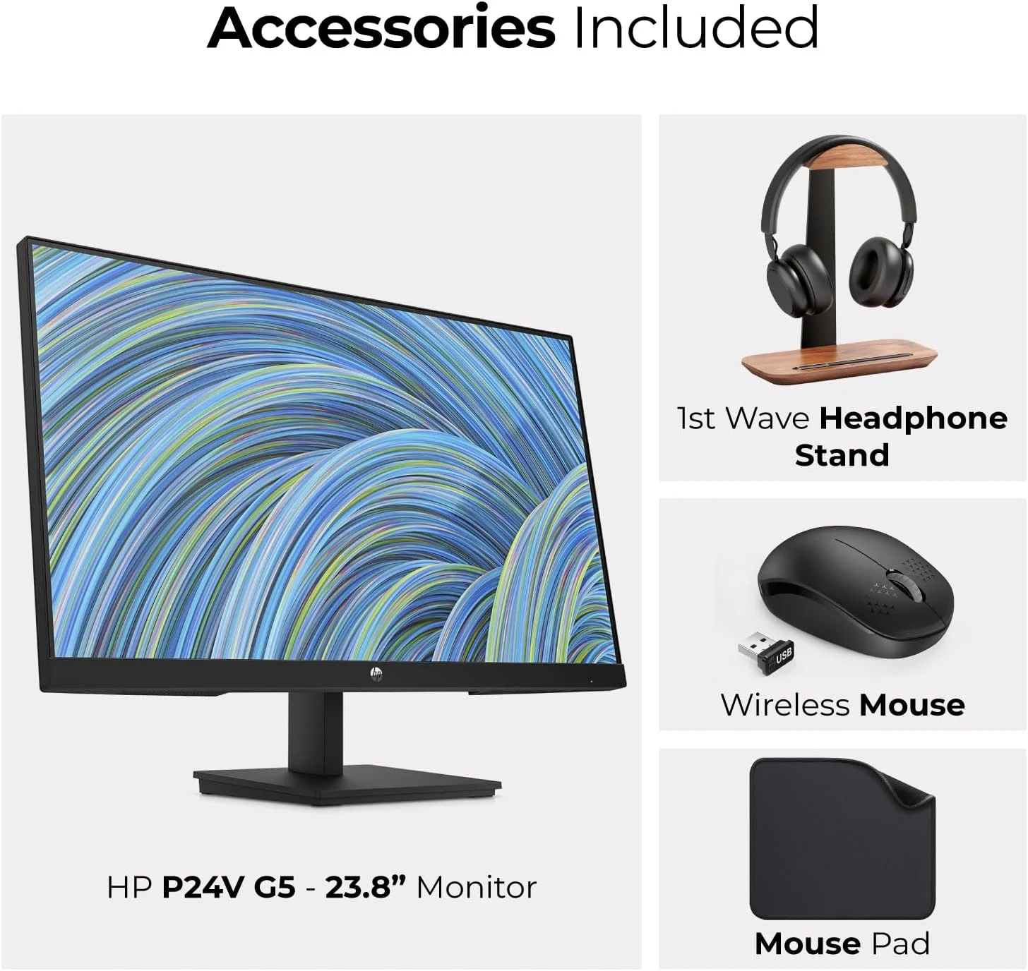 مانیتور اداری 23.8 اینچی HP با صفحه نمایش FHD - پنل VA، رزولوشن 1920x1080، نرخ تازه سازی 75 هرتز، 5 میلی ثانیه، HDMI، VGA (شامل پایه هدست First Wave + ماوس بی سیم + پد ماوس) - P24v G5 مانیتور اداری 23.8 اینچی HP با صفحه نمایش FHD - پنل VA، رزولوشن 1920x1080، نرخ تازه سازی 75 هرتز، 5 میلی ثانیه، HDMI، VGA (شامل پایه هدست First Wave + ماوس بی سیم + پد ماوس) - P24v G5