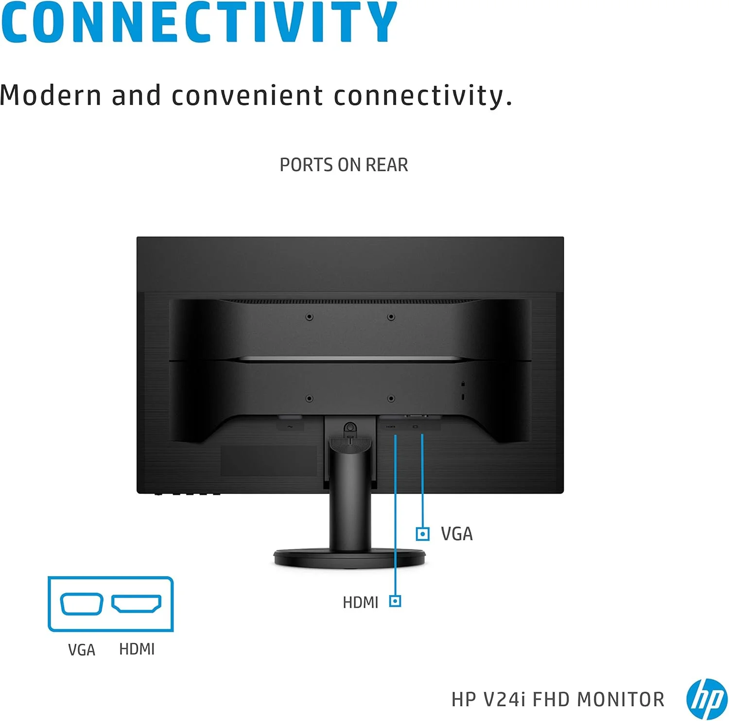 مانیتور 23.8 اینچی HP v24i Full HD (1920 x 1080) (1 VGA, 1 HDMI) - مشکی مانیتور 23.8 اینچی HP v24i Full HD (1920 x 1080) (1 VGA, 1 HDMI) - مشکی